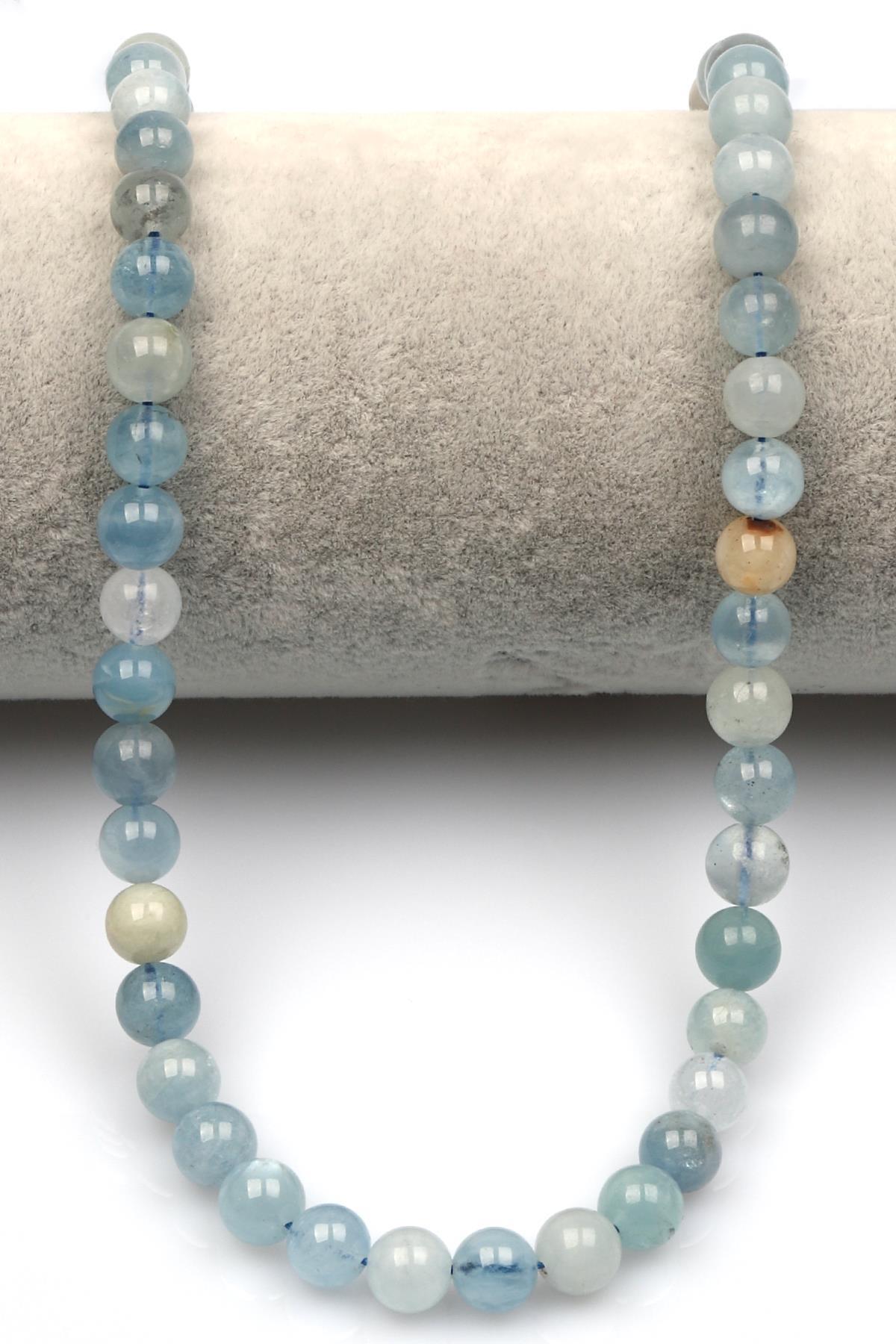 Akuamarin Doğal Taş Dizi 6 mm Küre Kesim