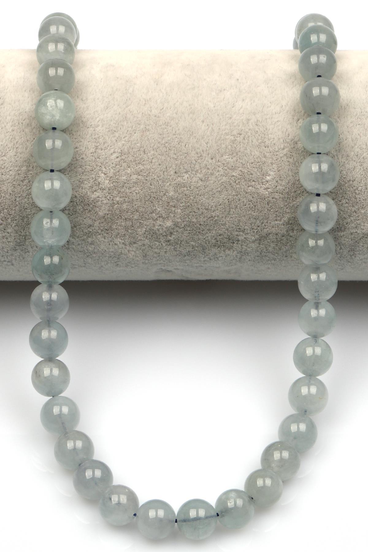 Akuamarin Doğal Taş Dizi 8 mm Küre Kesim