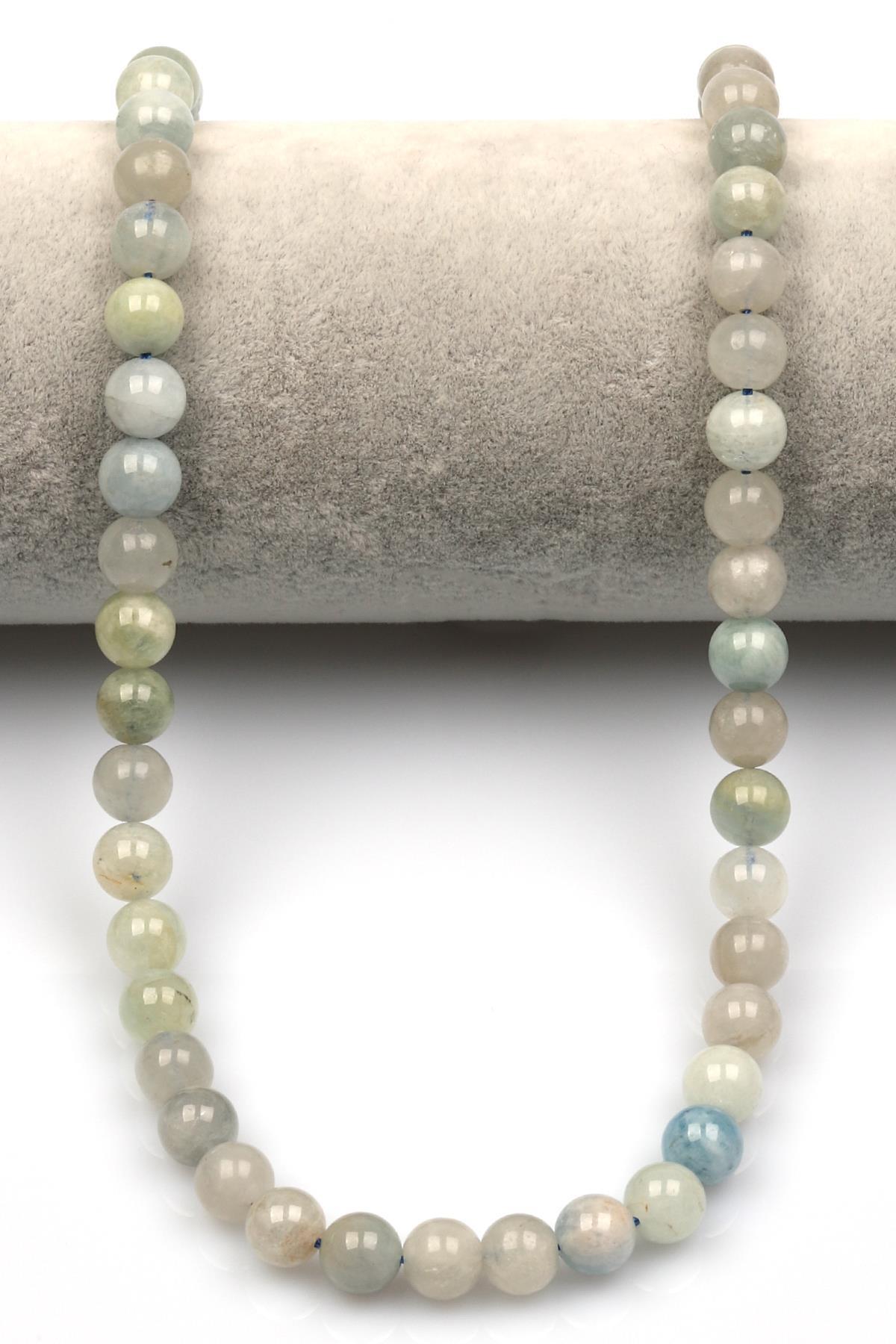 Akuamarin Doğal Taş Dizi 8 mm Küre Kesim