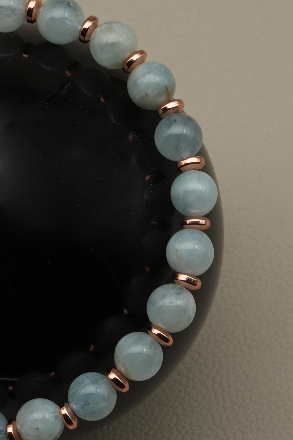 Akuamarin Doğal Taş Makrome Örme Bileklik