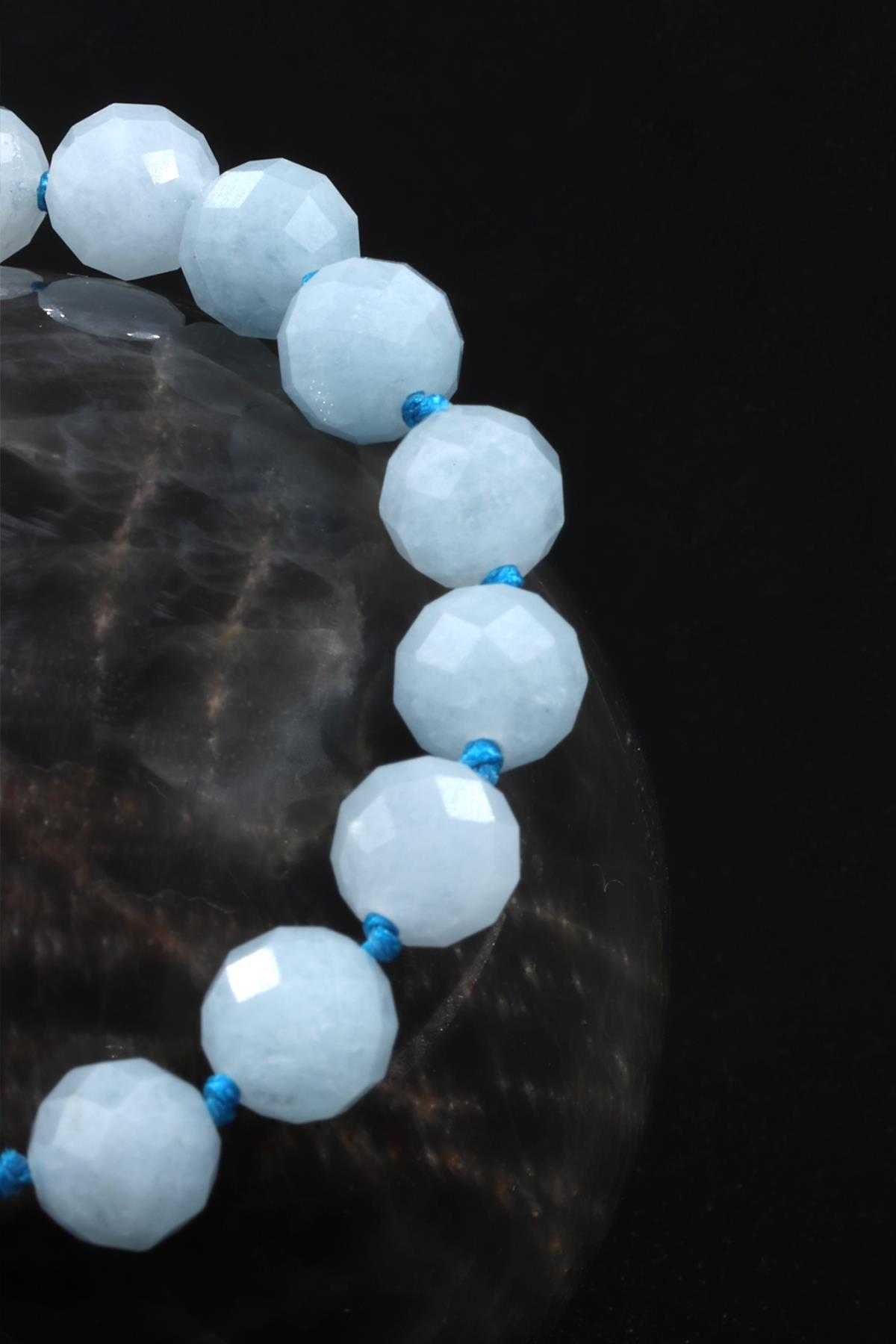 Akuamarin Doğal Taş Makrome Örme Bileklik