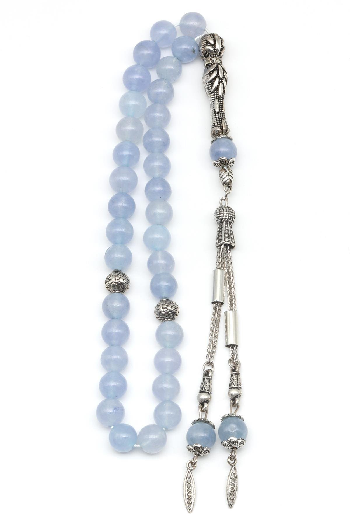 Akuamarin Doğal Taş Tesbih 8 mm Küre Kesim