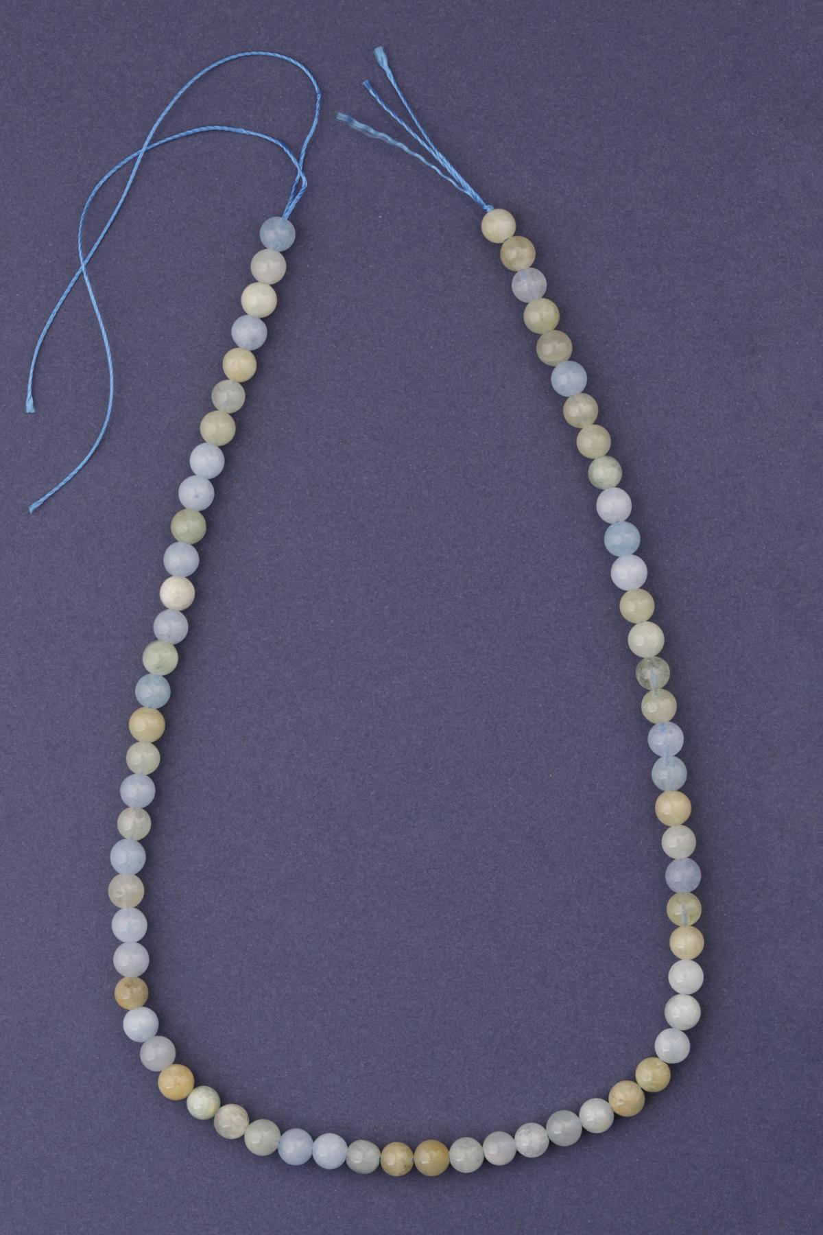 Akuamarin - Heliodor Doğal Taş Dizi 6 mm Küre Kesim