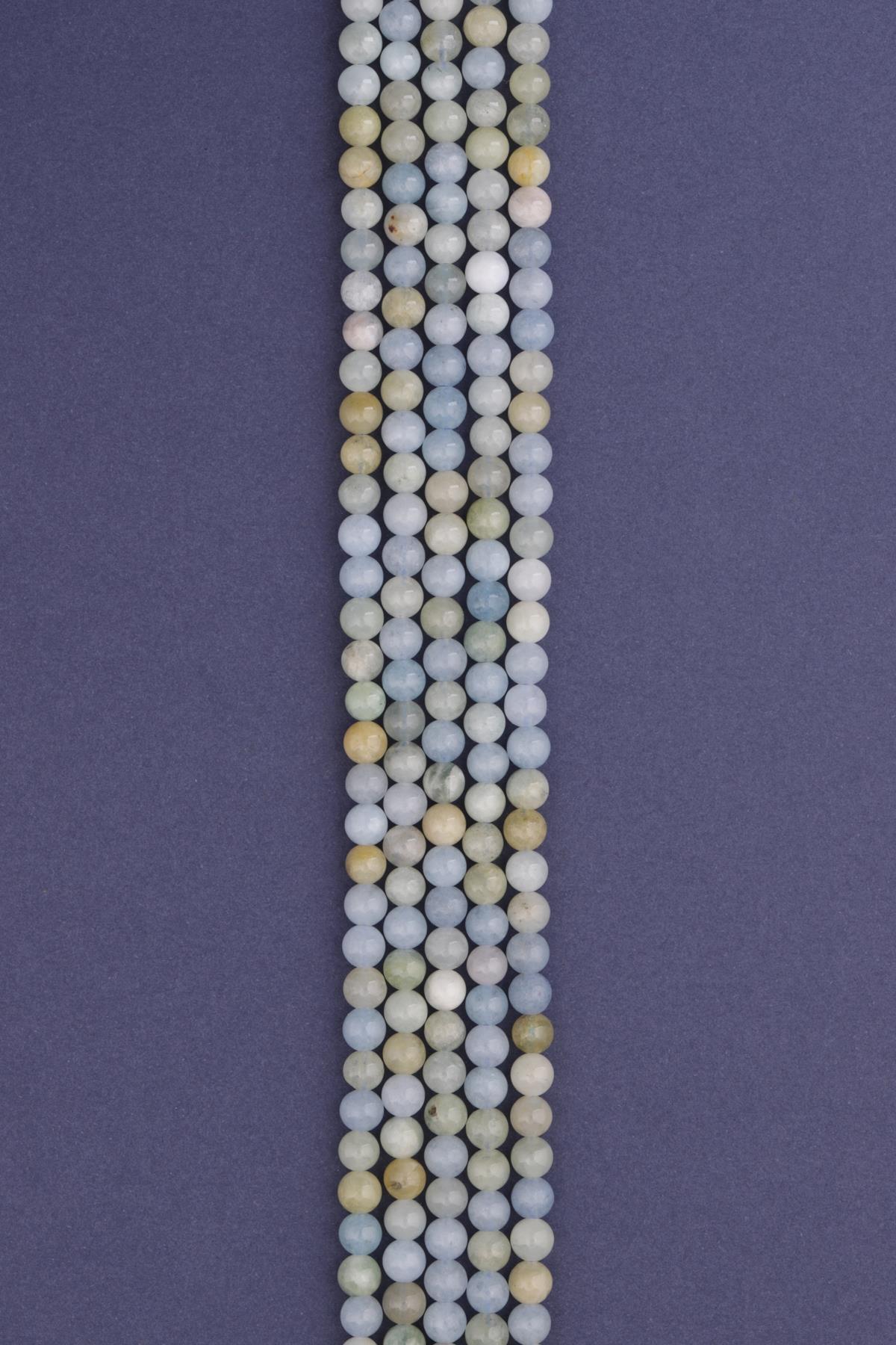 Akuamarin - Heliodor Doğal Taş Dizi 6 mm Küre Kesim