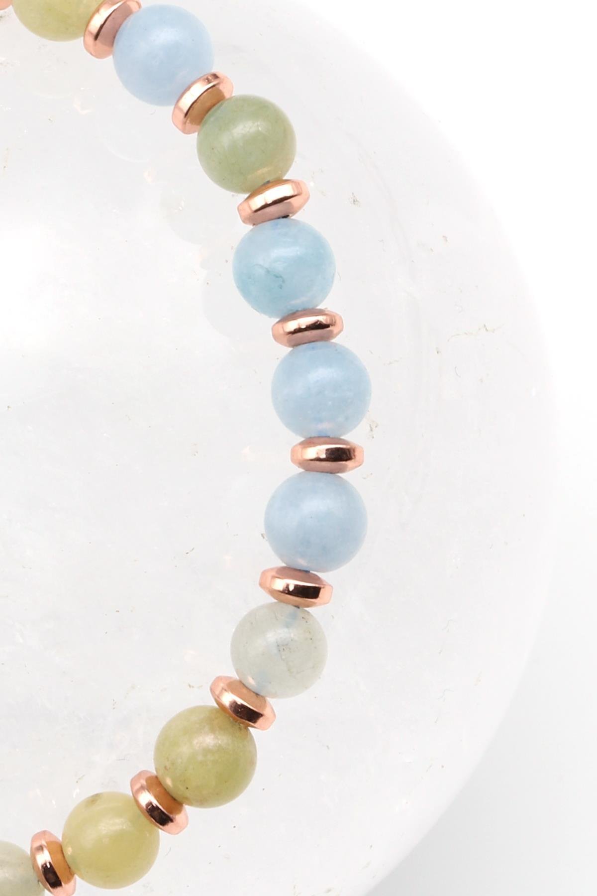 Akuamarin - Heliodor Doğal Taş Makrome Örme Bileklik