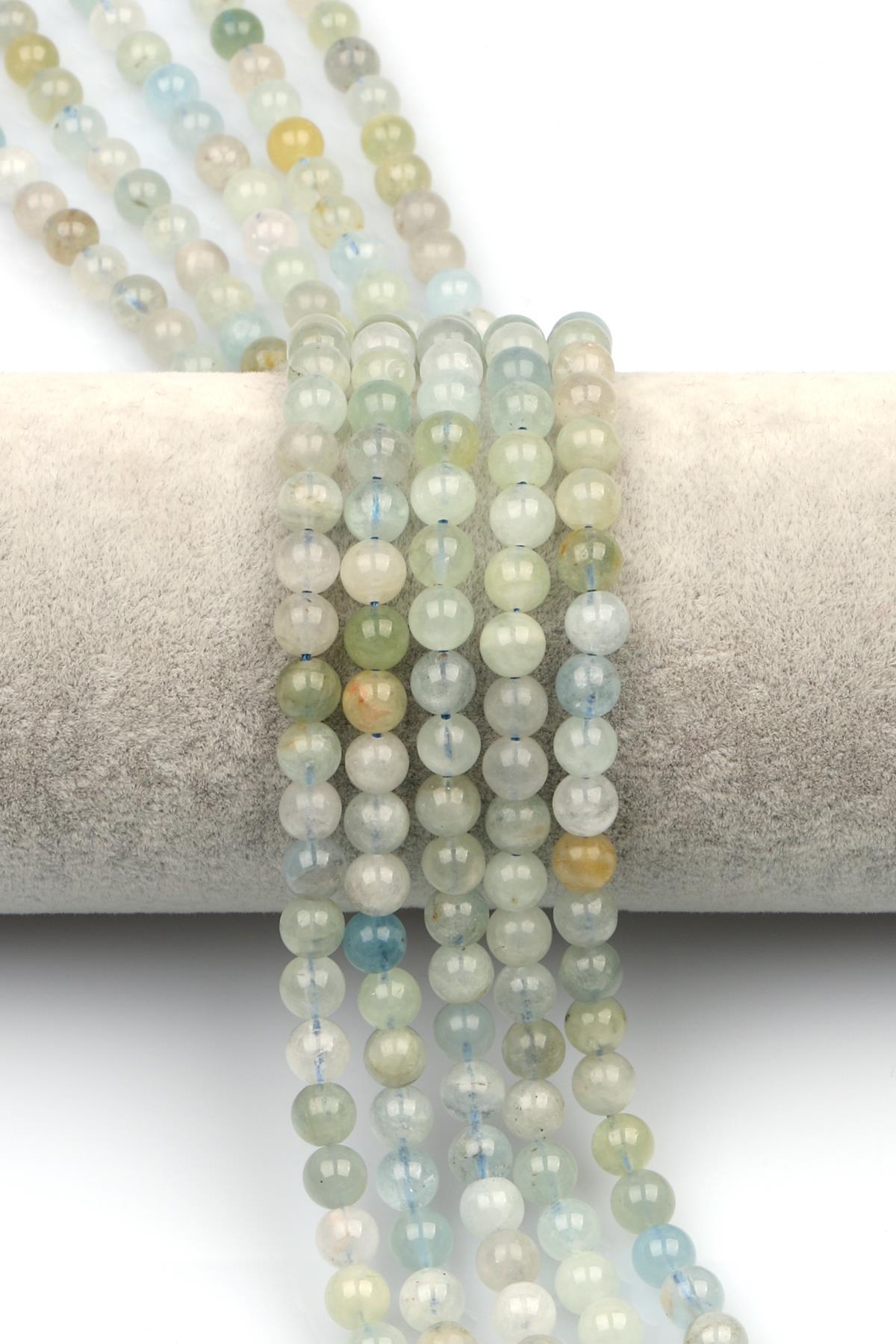 Akuamarin-Heliodor Doğaltaş Dizi 6 mm Küre Kesim