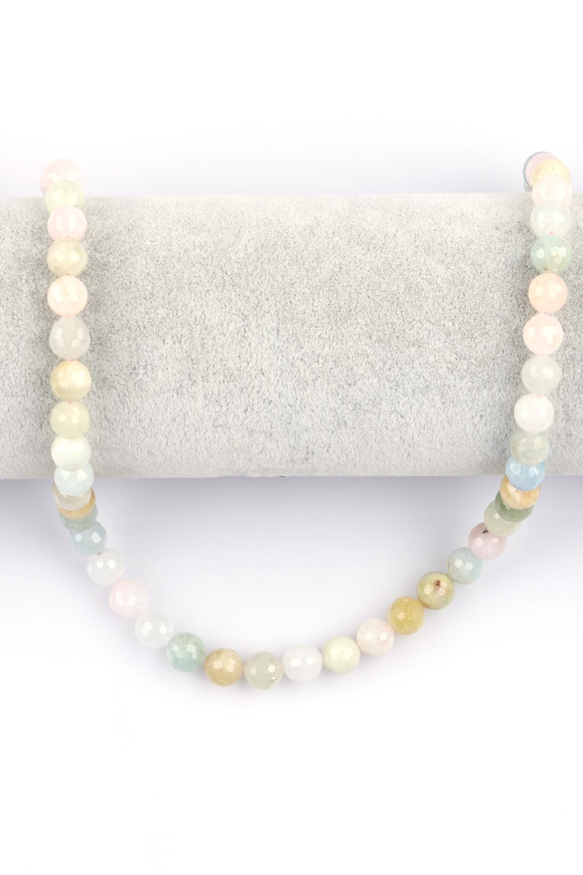 Akuamarin – Heliodor – Morganit Doğal Taş Dizi 8 mm Fasetli Küre Kesim