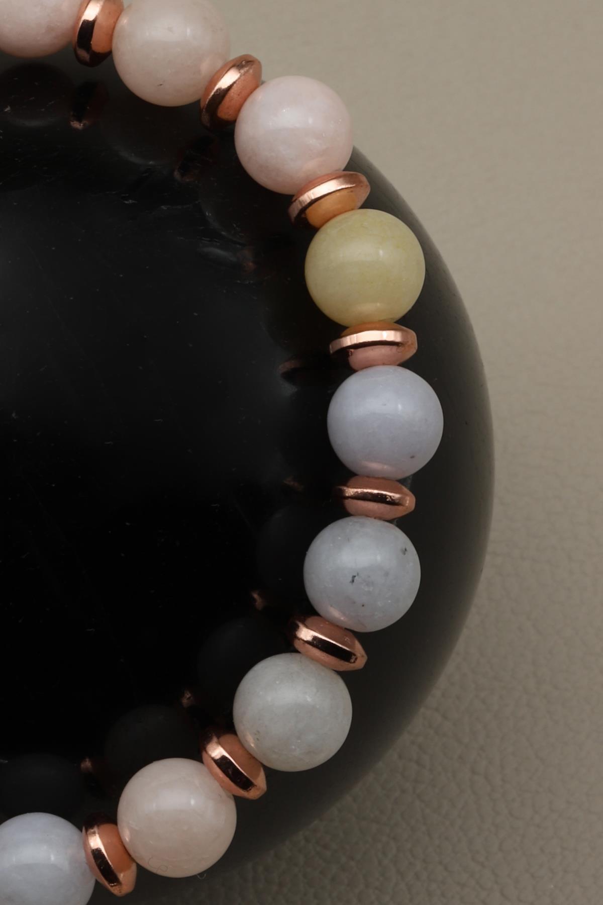 Akuamarin - Heliodor - Morganit Doğal Taş Makrome Örme Bileklik