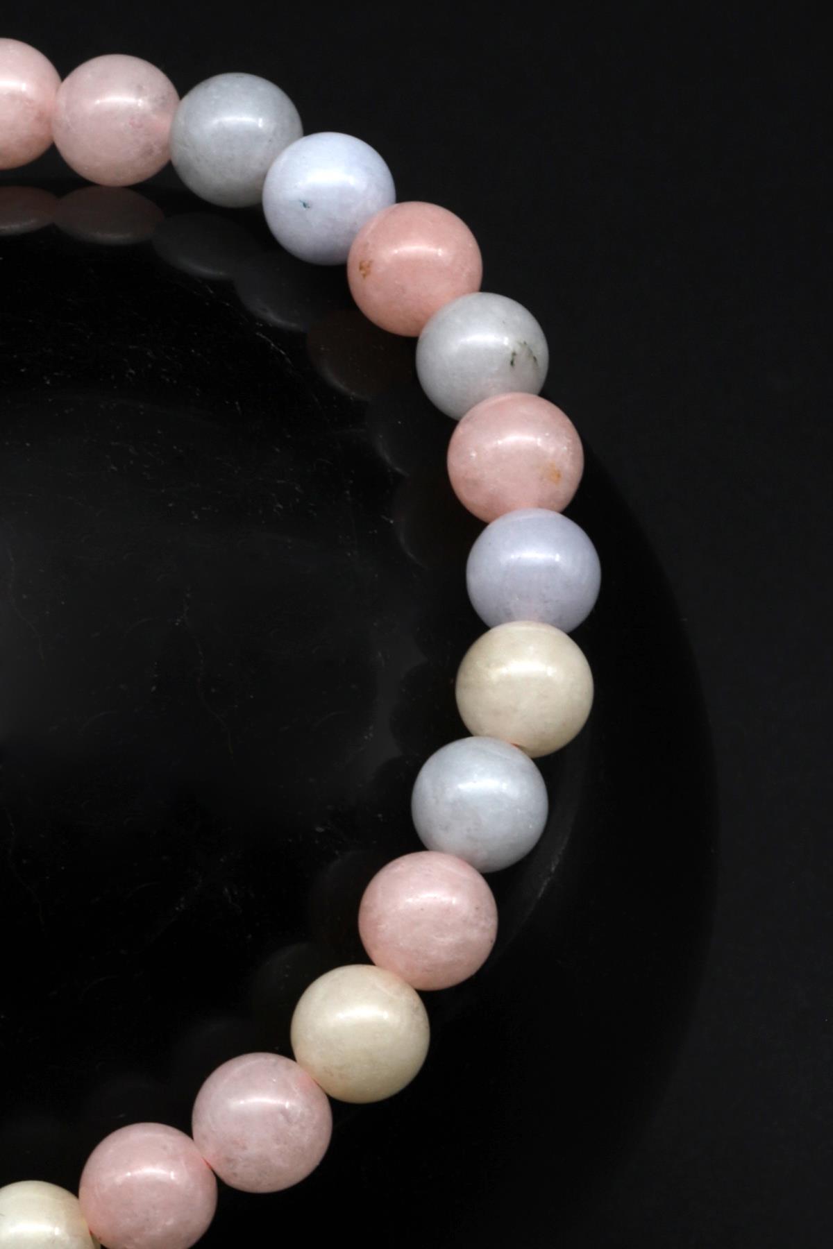 Akuamarin - Heliodor - Morganit Doğal Taş Makrome Örme Bileklik