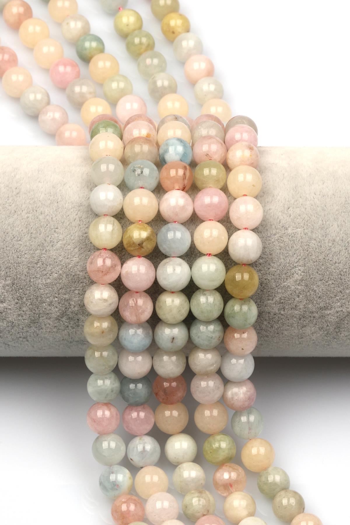 Akuamarin-Morganit-Heliodor Doğal Taş Dizi 8 mm Küre Kesim