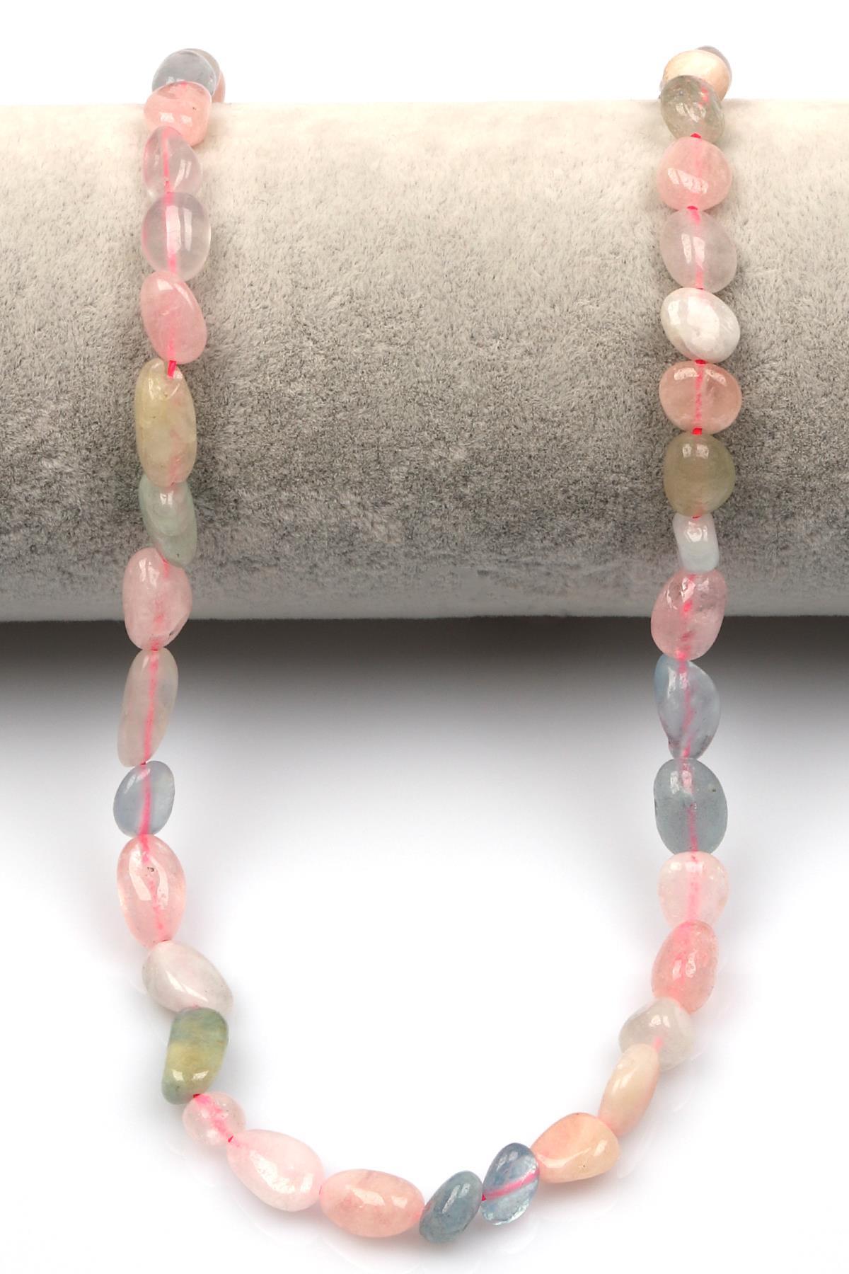 Akuamarin-Morganit-Heliodor Doğal Taş Dizi 6 x 8 mm Mercimek Kesim