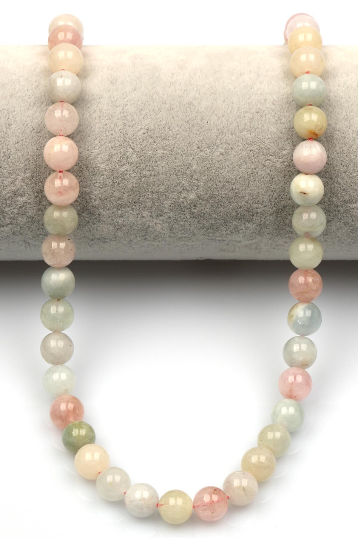 Akuamarin-Morganit-Heliodor Doğal Taş Dizi 8 mm Küre Kesim