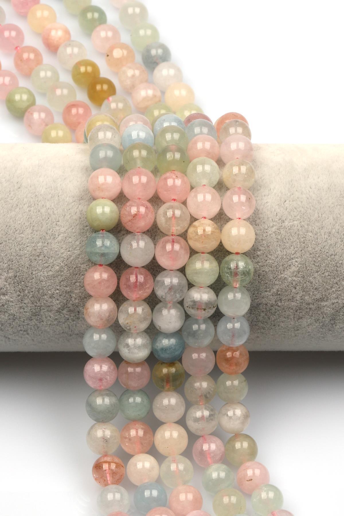 Akuamarin-Morganit-Heliodor Doğal Taş Dizi 8 mm Küre Kesim