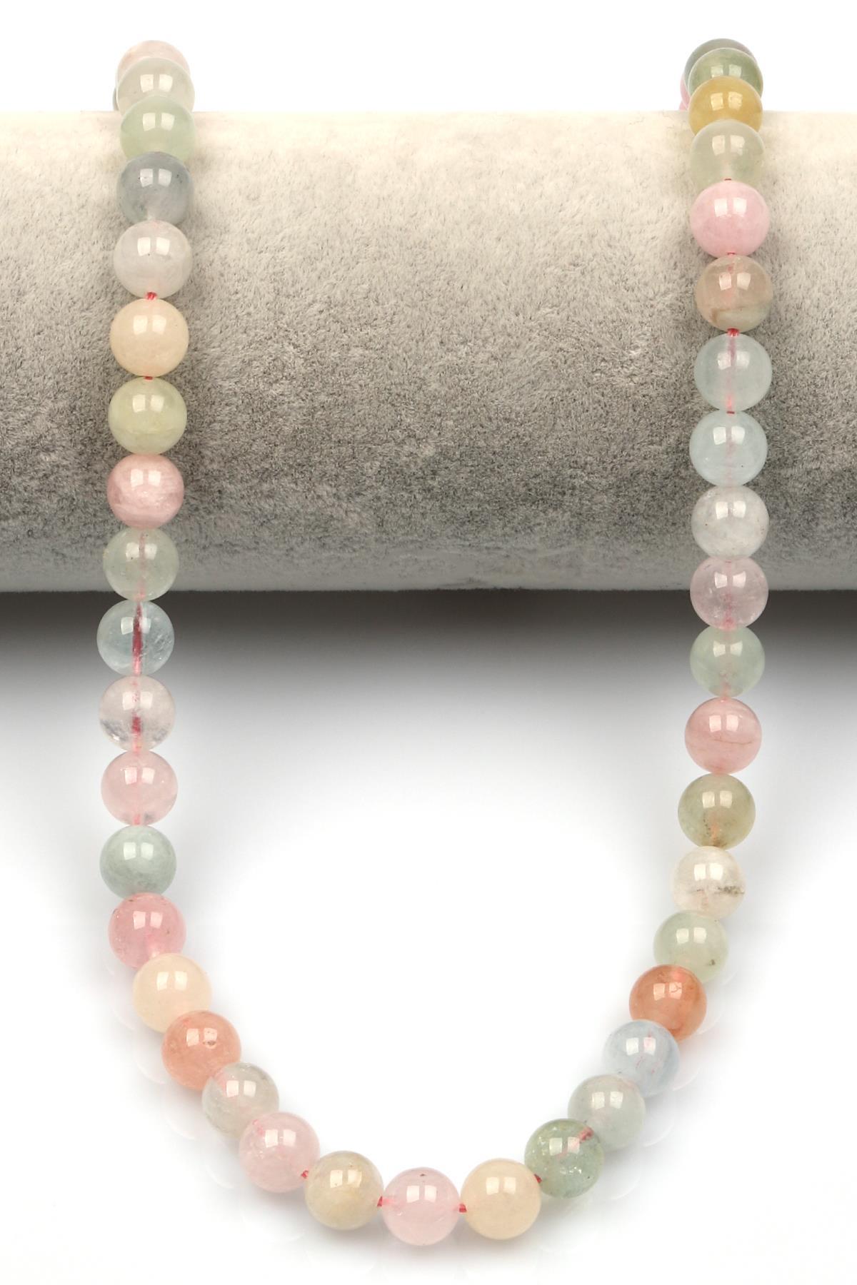 Akuamarin-Morganit-Heliodor Doğal Taş Dizi 8 mm Küre Kesim