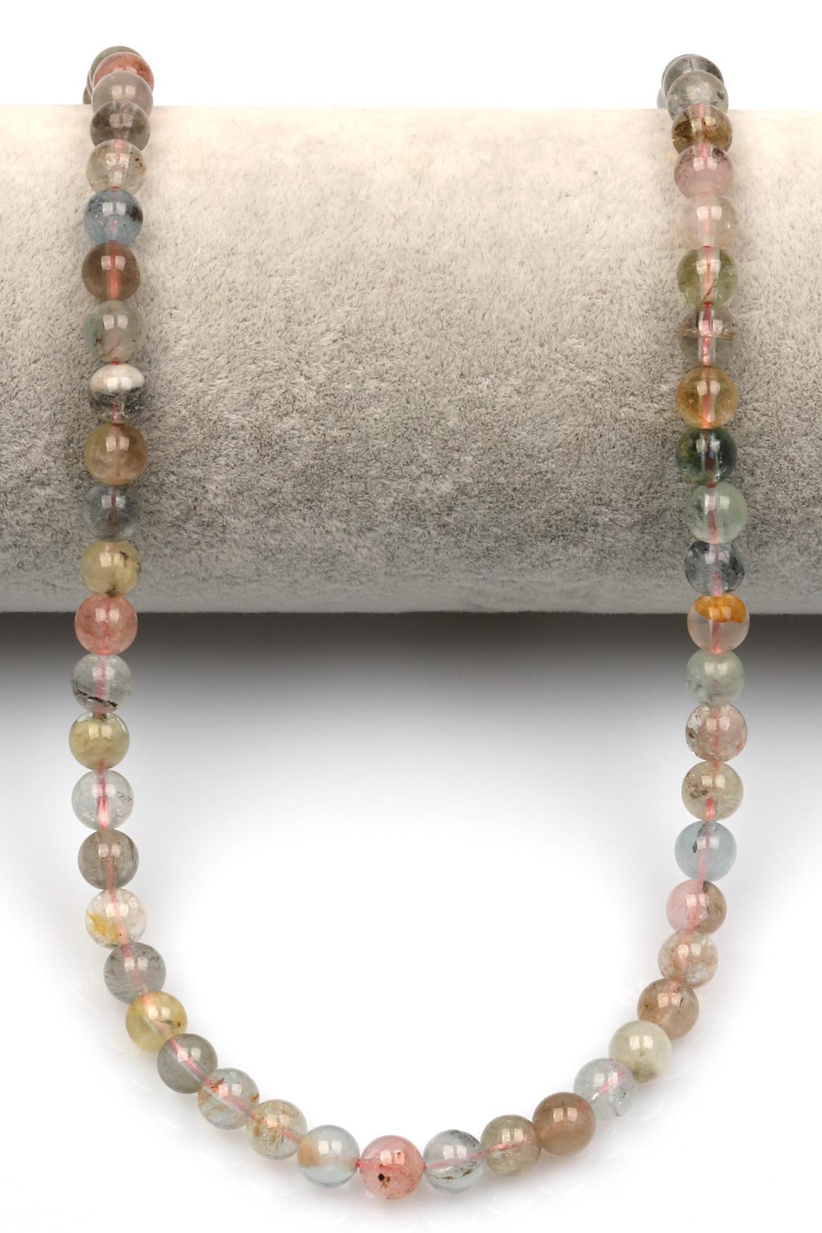 Akuamarin-Morganit-Heliodor Doğal Taş Dizi 6 mm Küre Kesim