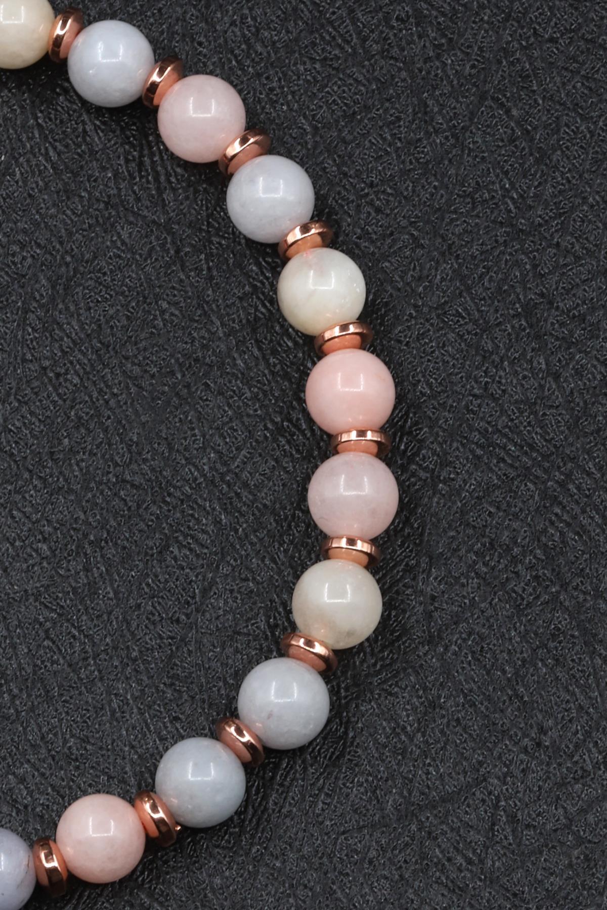 Akuamarin - Morganit - Heliodor Doğal Taş Makrome Örme Bileklik