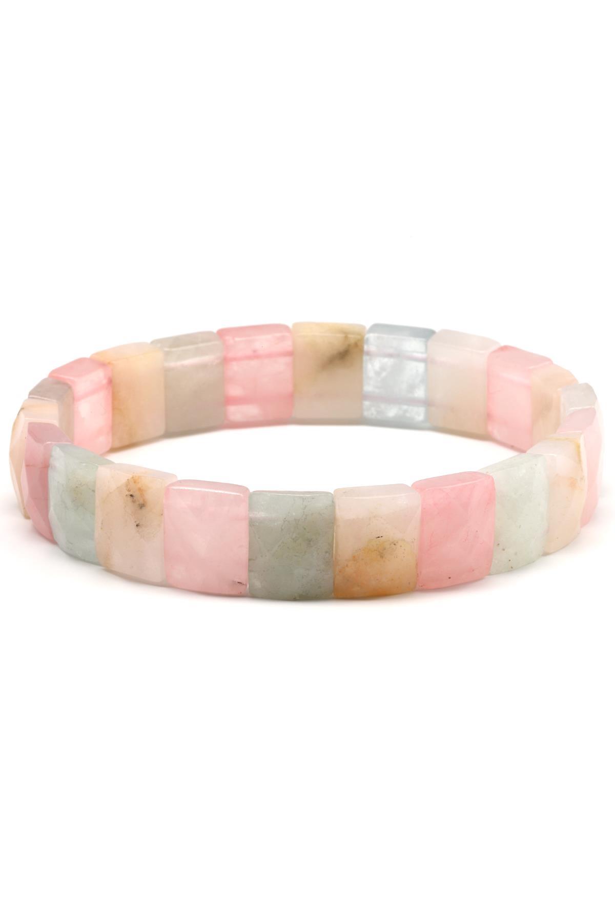 Akuamarin-Morganit-Heliodor Doğal Taş Bileklik 9 x 12 mm Özel Kesim