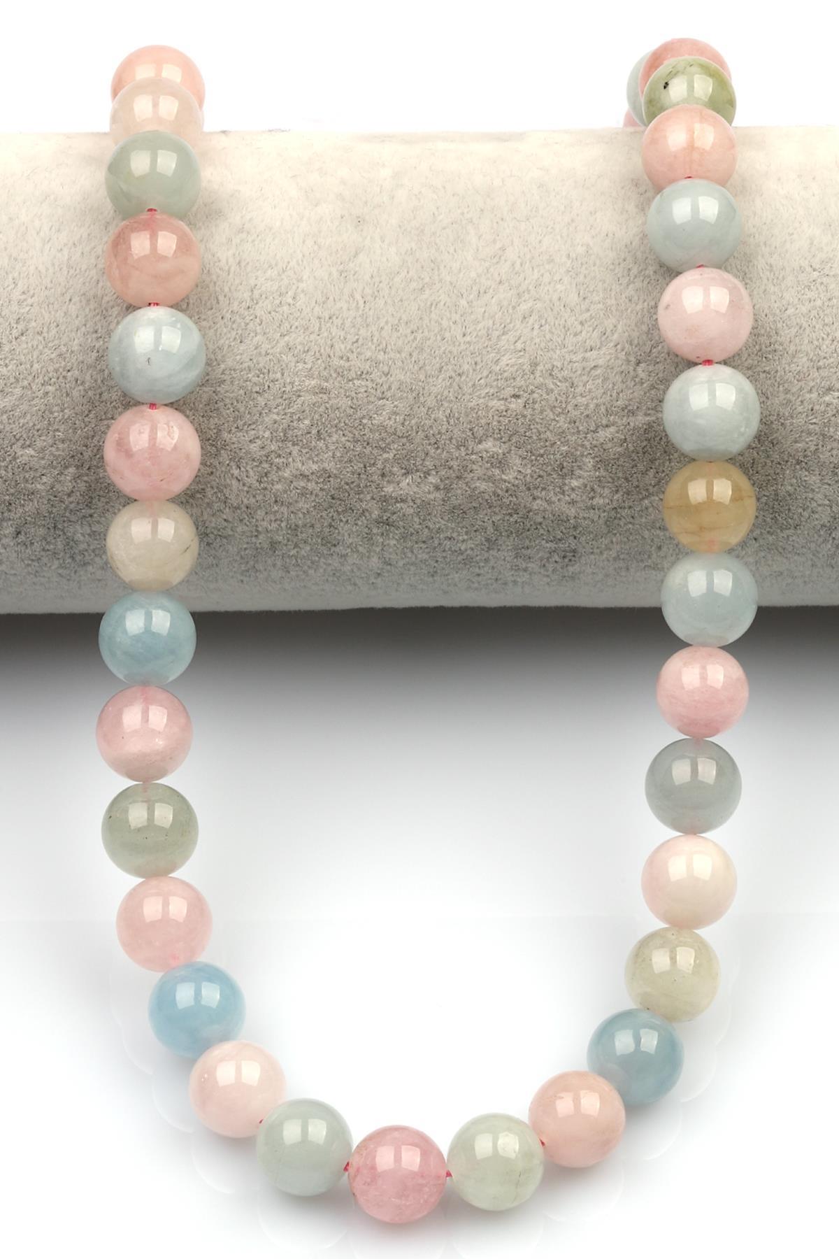 Akuamarin-Morganit-Heliodor Doğal Taş Dizi 10 mm Küre Kesim