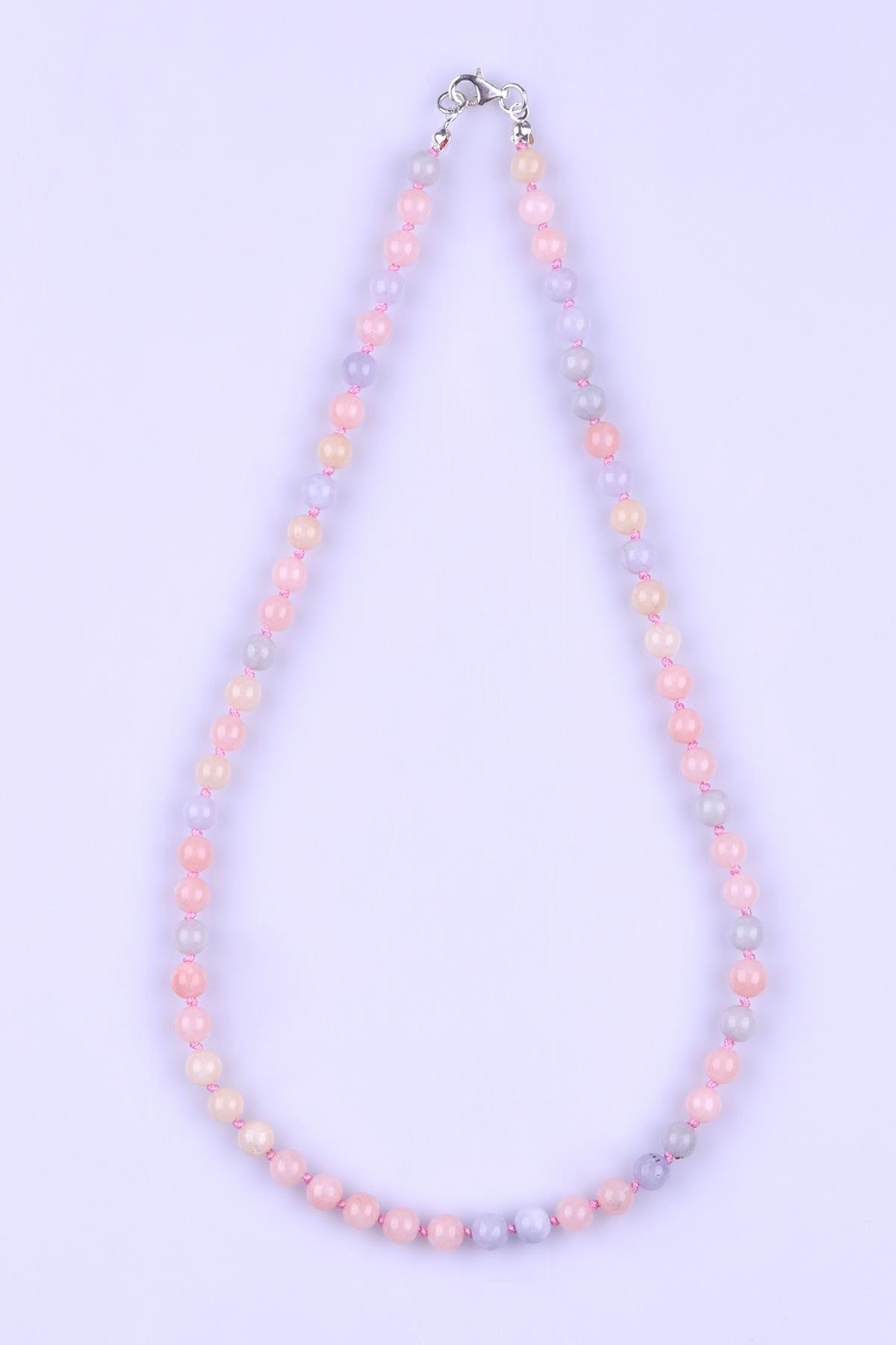 Akuamarin - Morganit - Heliodor Doğal Taş 6 mm Düğümlü Kolye