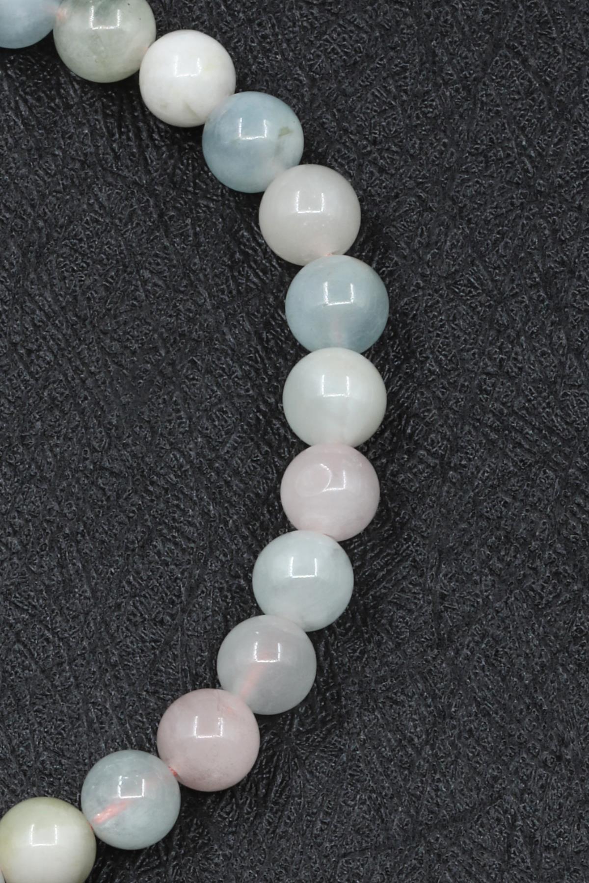 Akuamarin - Morganit - Heliodor Doğal Taş Makrome Örme Bileklik