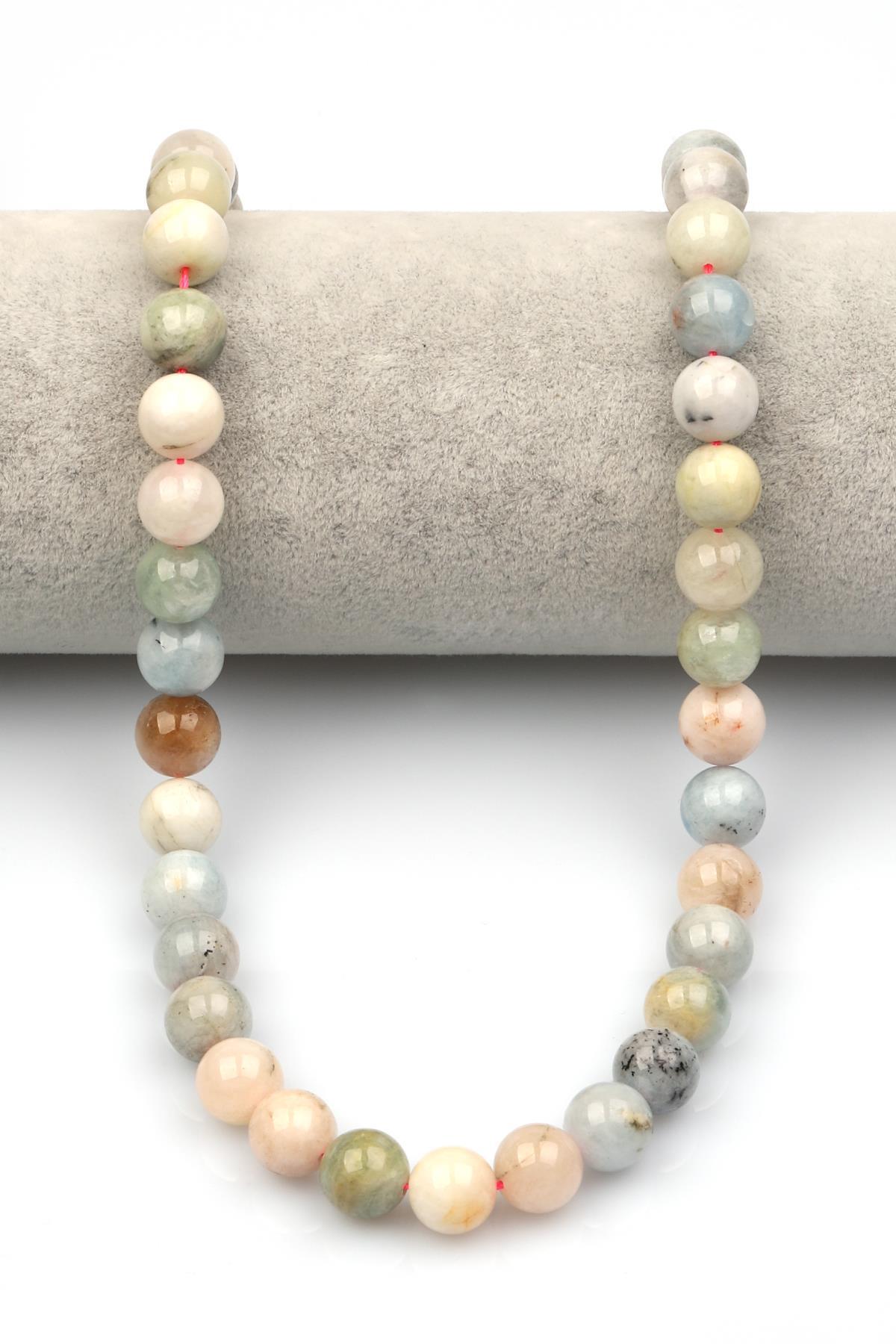 Akuamarin-Morganit-Heliodor Doğaltaş Dizi 10 mm Küre Kesim