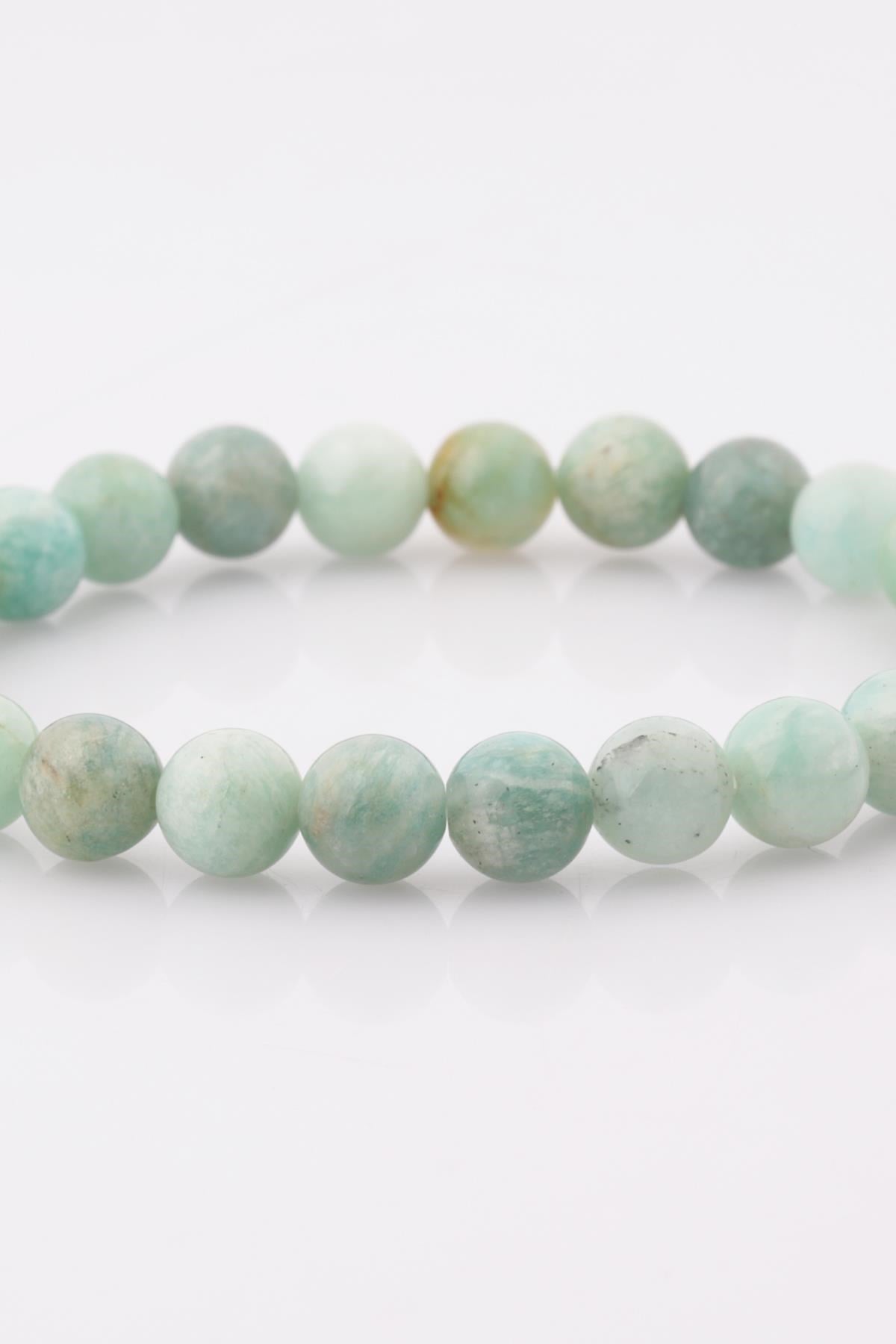 Amazonit ( A Kalite ) Doğal Taş Bileklik 8 mm Küre Kesim