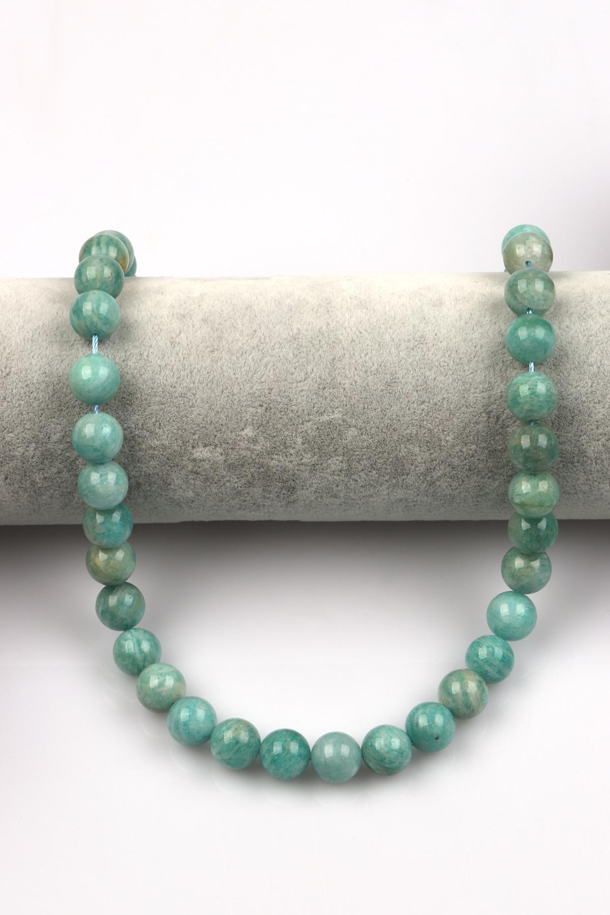 Amazonit ( AB Kalite ) Doğal Taş Dizi 10 mm Küre Kesim