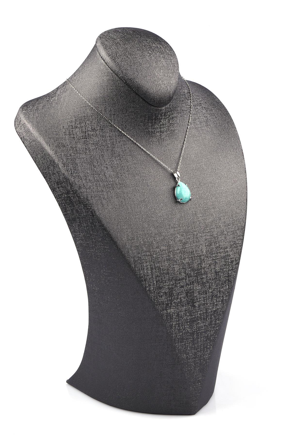 Amazonit Doğal Taş 925 Ayar Gümüş Kolye