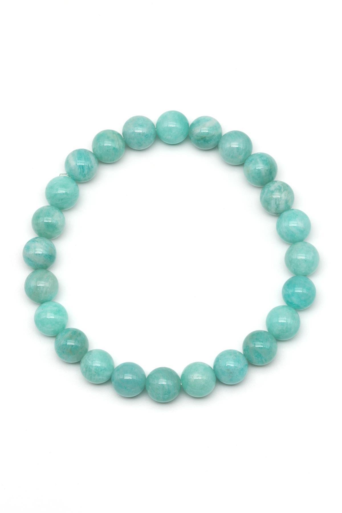 Amazonit Doğal Taş Bileklik 8 mm Küre Kesim