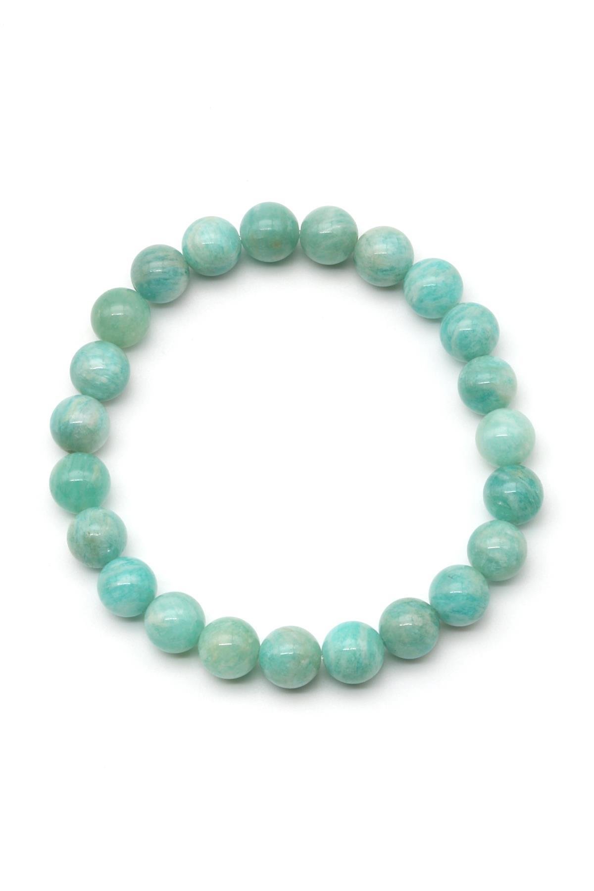 Amazonit Doğal Taş Bileklik 8 mm Küre Kesim