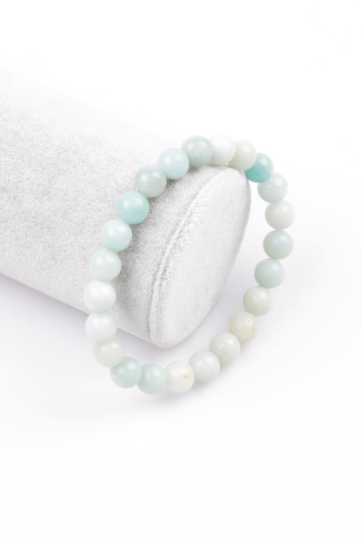 Amazonit Doğal Taş Bileklik 8 mm Küre Kesim