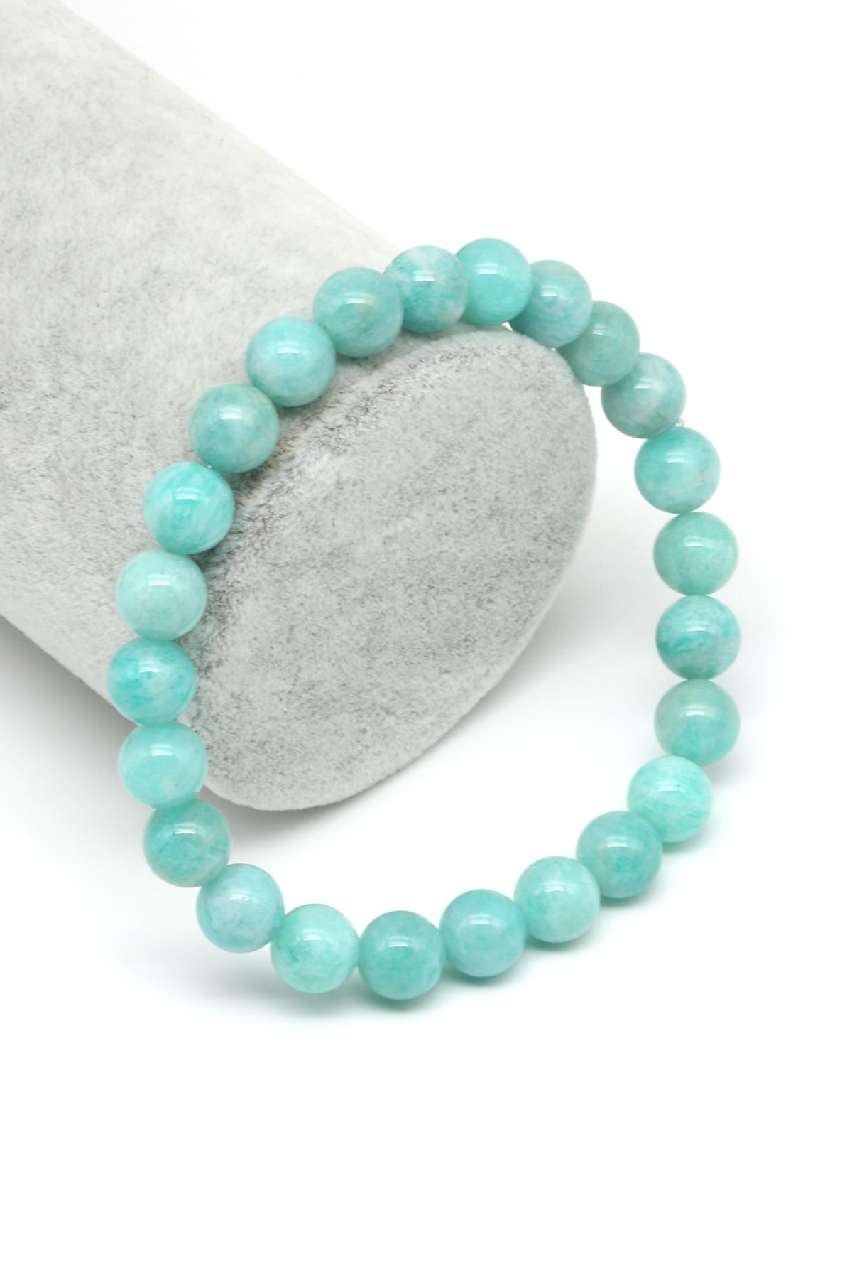 Amazonit Doğal Taş Bileklik 8 mm Küre Kesim