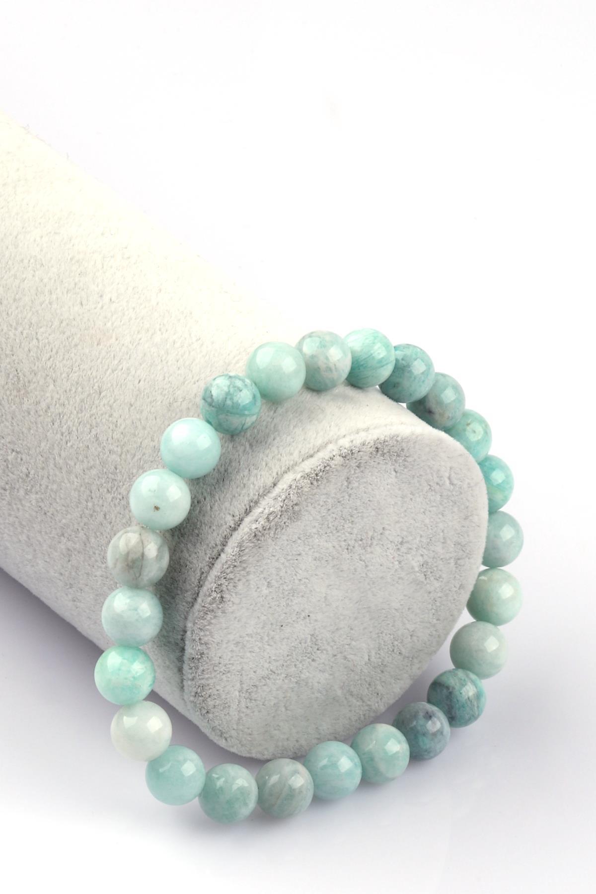 Amazonit Doğal Taş Bileklik 8mm Küre Kesim