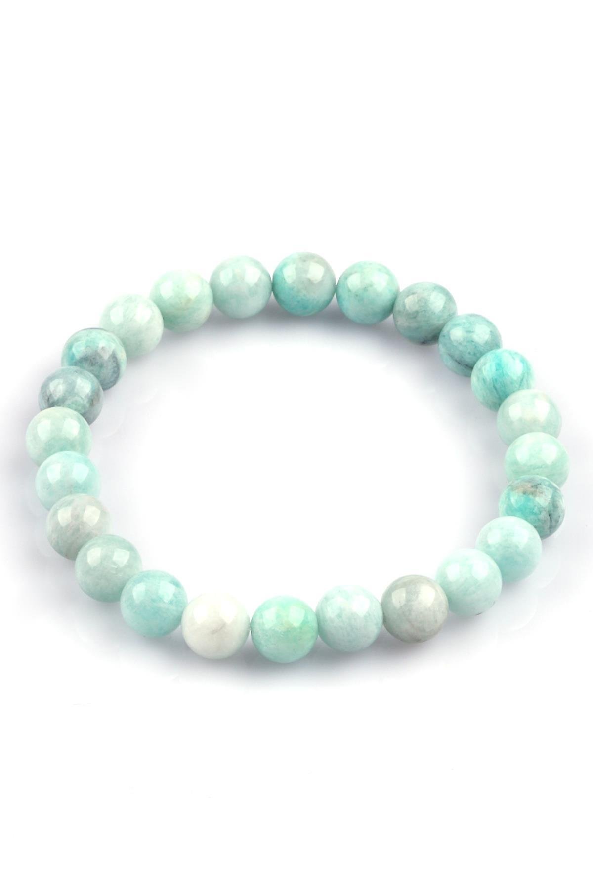 Amazonit Doğal Taş Bileklik 8mm Küre Kesim