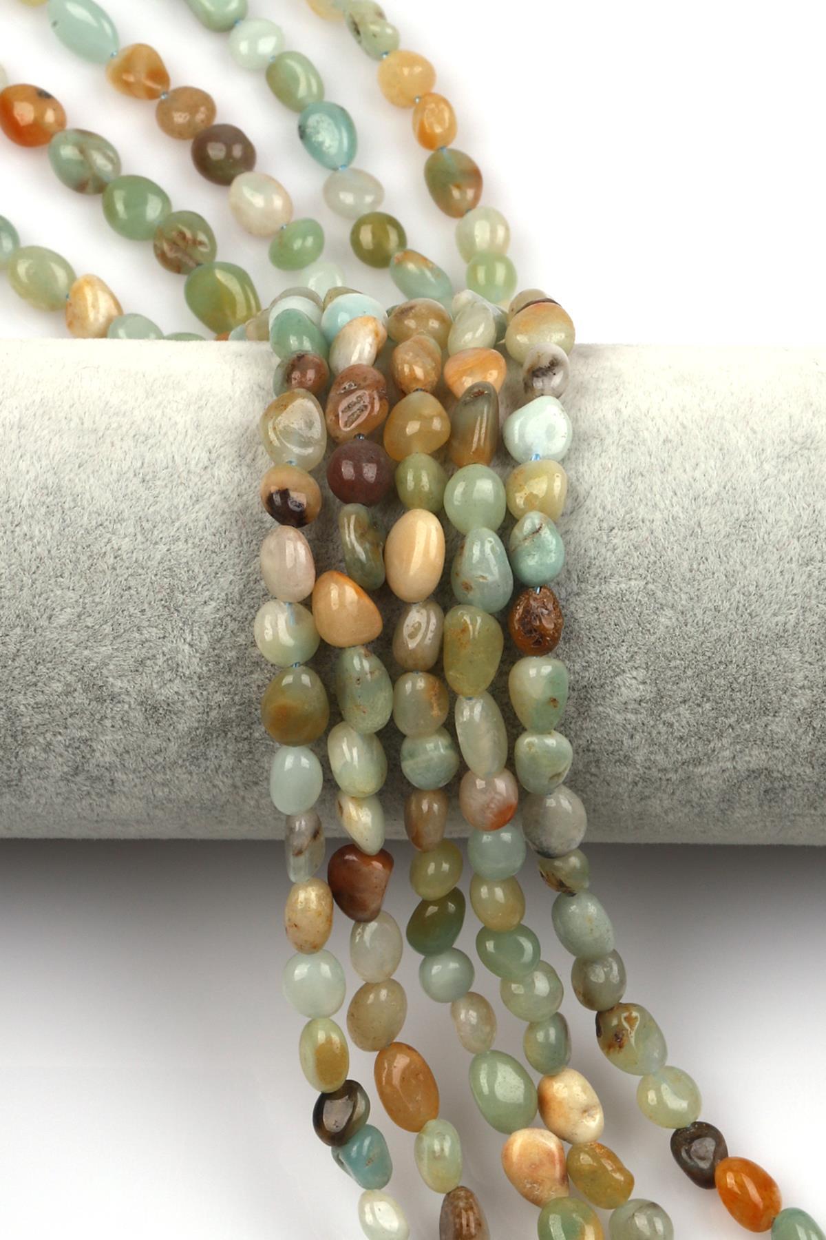 Amazonit Doğal Taş Dizi 5 x 8 mm Mercimek Kesim