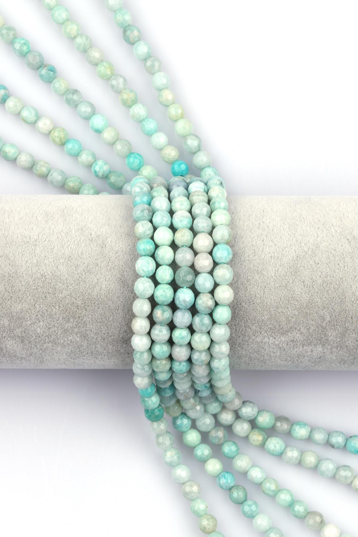 Amazonit Doğal Taş Dizi 6 mm Fasetli Küre Kesim