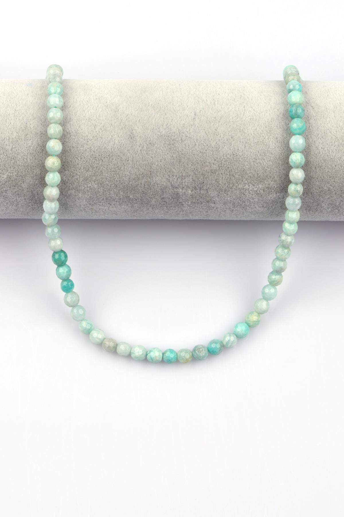 Amazonit Doğal Taş Dizi 6 mm Fasetli Küre Kesim