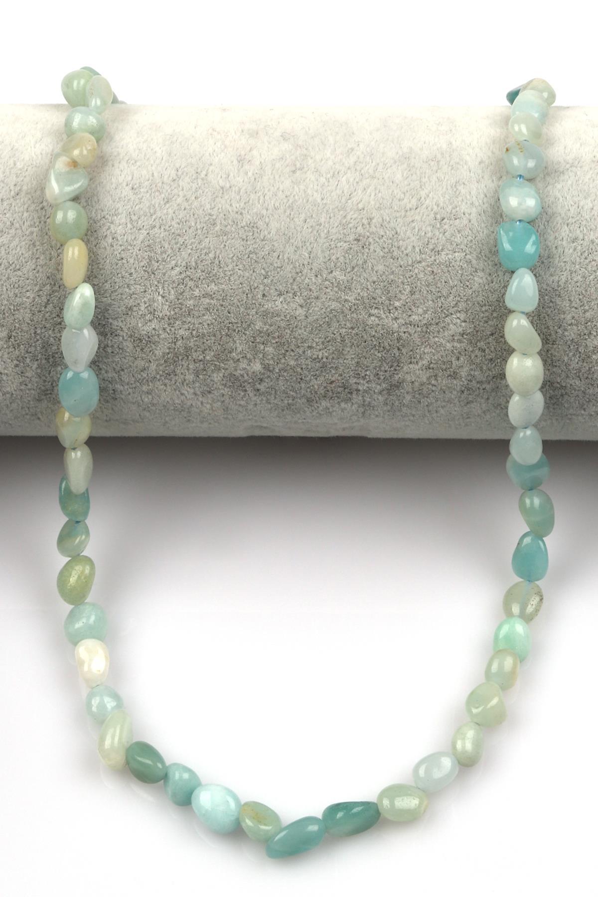 Amazonit Doğal Taş Dizi 6 x 8 mm Mercimek Kesim