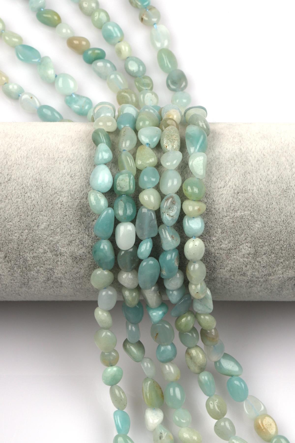 Amazonit Doğal Taş Dizi 6 x 8 mm Mercimek Kesim
