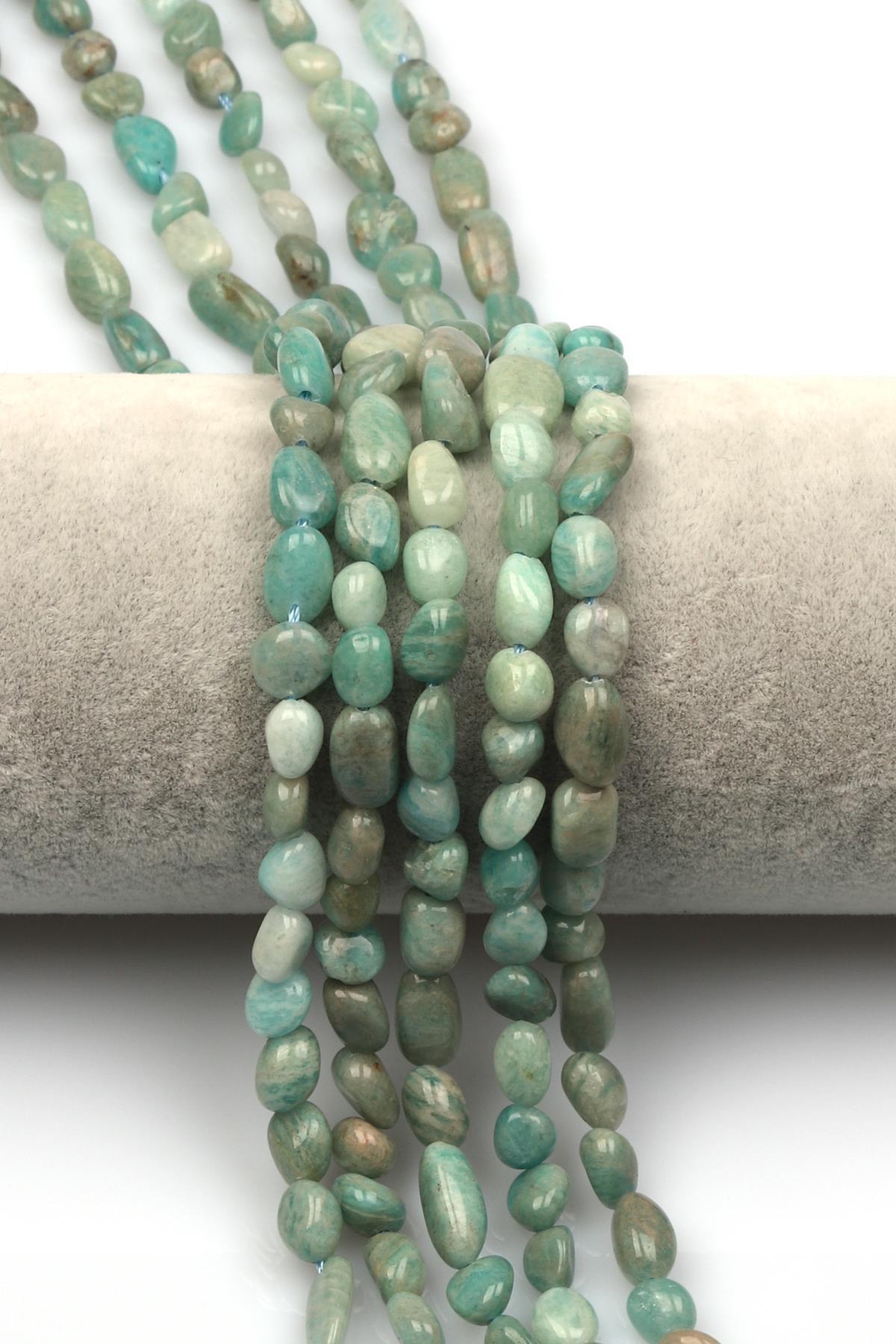 Amazonit Doğal Taş Dizi 6 x 8 mm Mercimek Kesim
