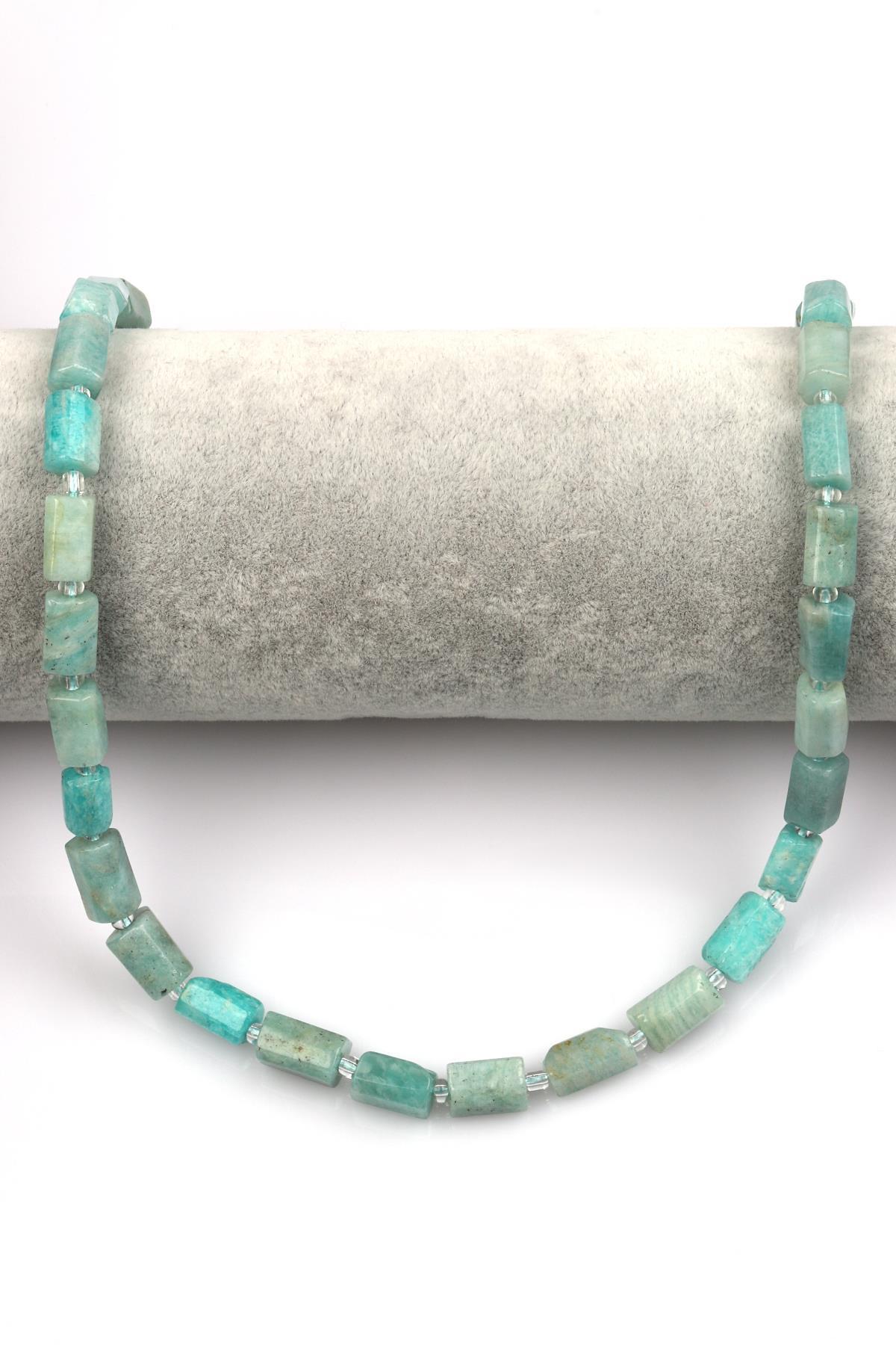 Amazonit Doğal Taş Dizi 7 x 12 mm Boru Kesim