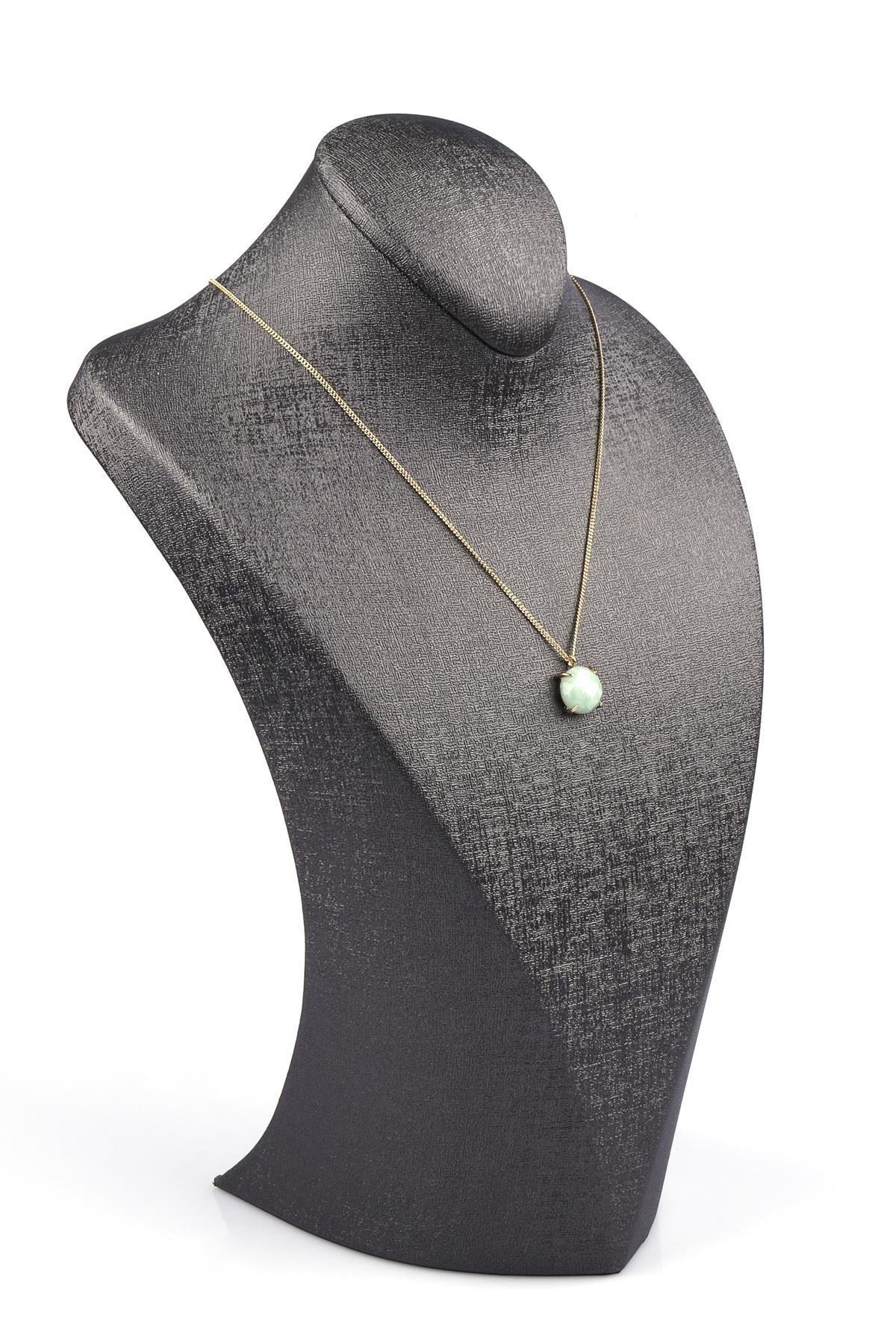 Amazonit Doğal Taş Gold Renkli Kolye