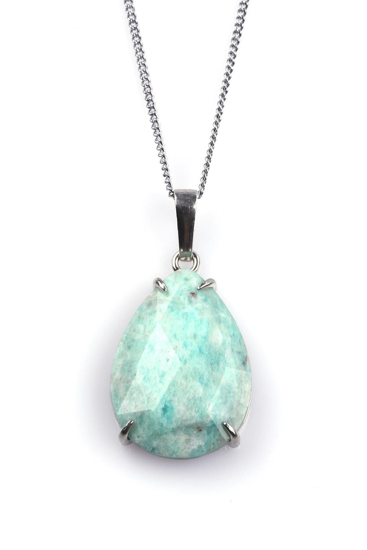 Amazonit Doğal Taş Kolye 