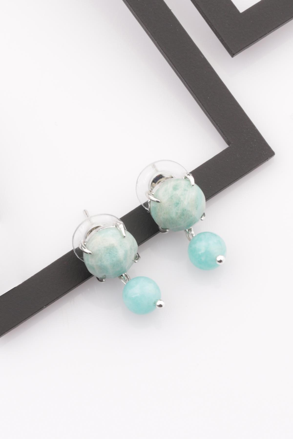 Amazonit Doğal Taş Küpe