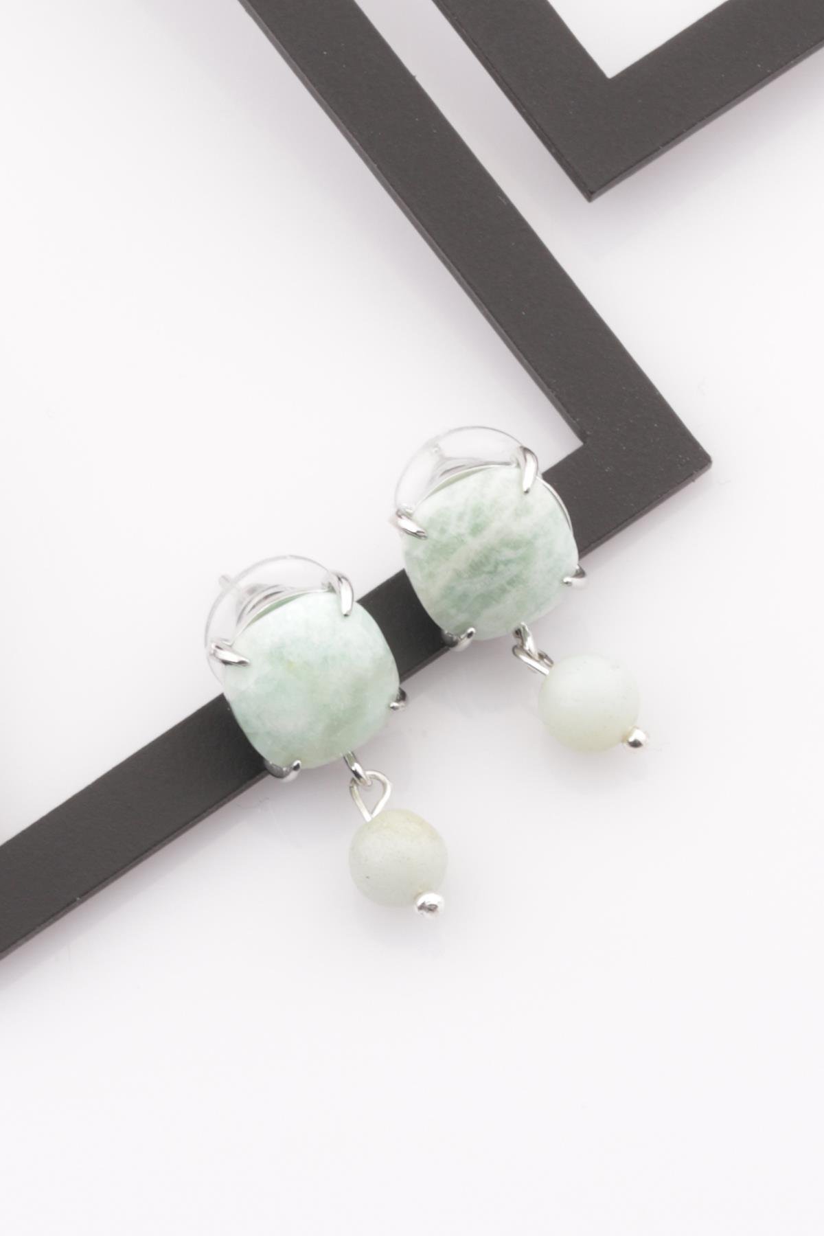 Amazonit Doğal Taş Küpe