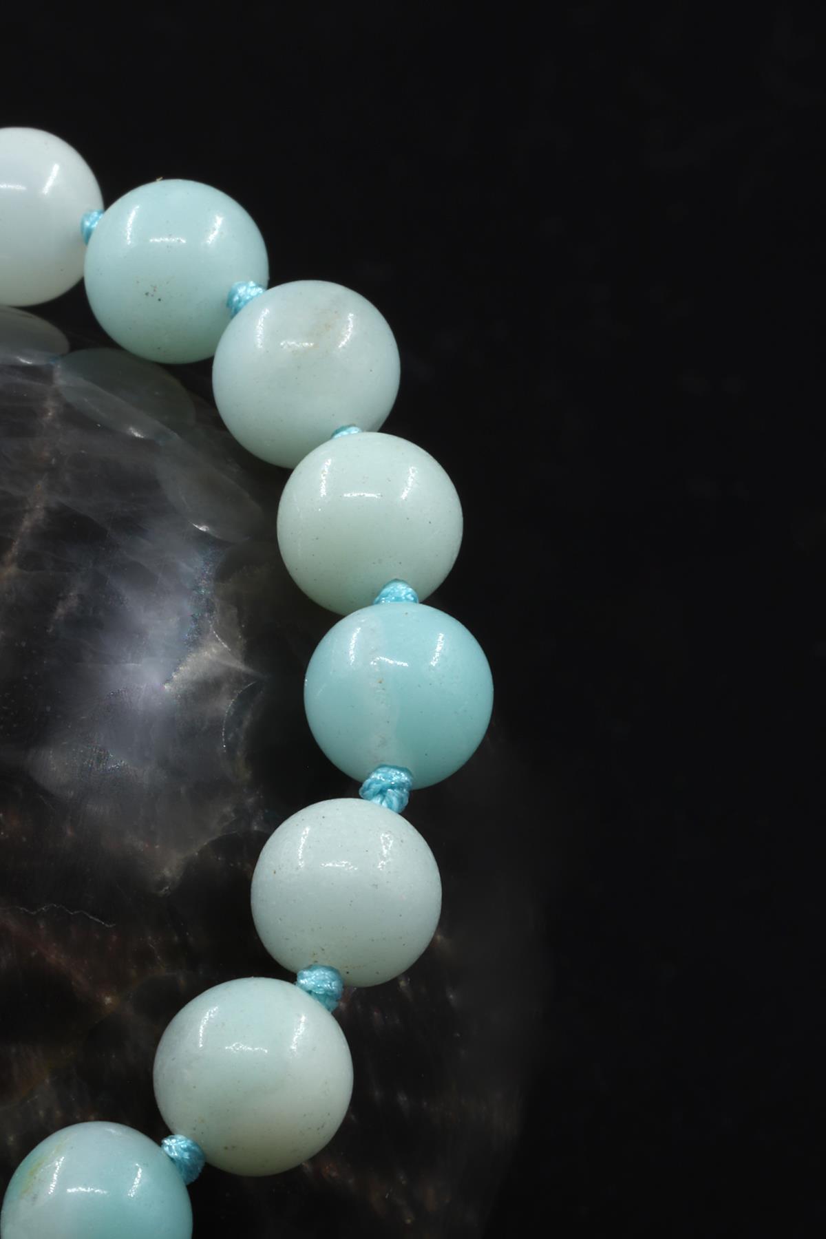 Amazonit Doğal Taş Makrome Örme Bileklik