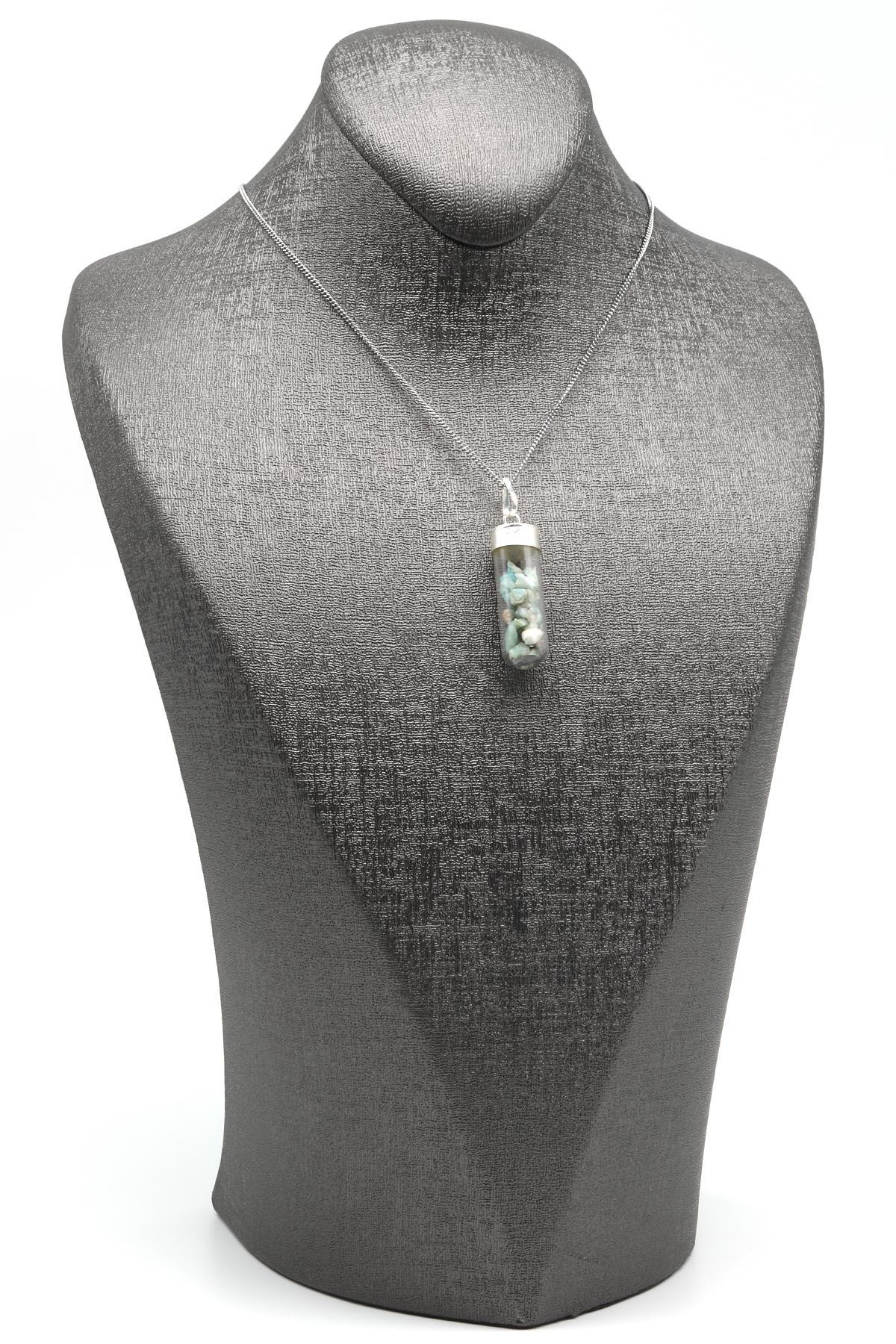 Amazonit Doğal Taş Tüp Şişe Kolye