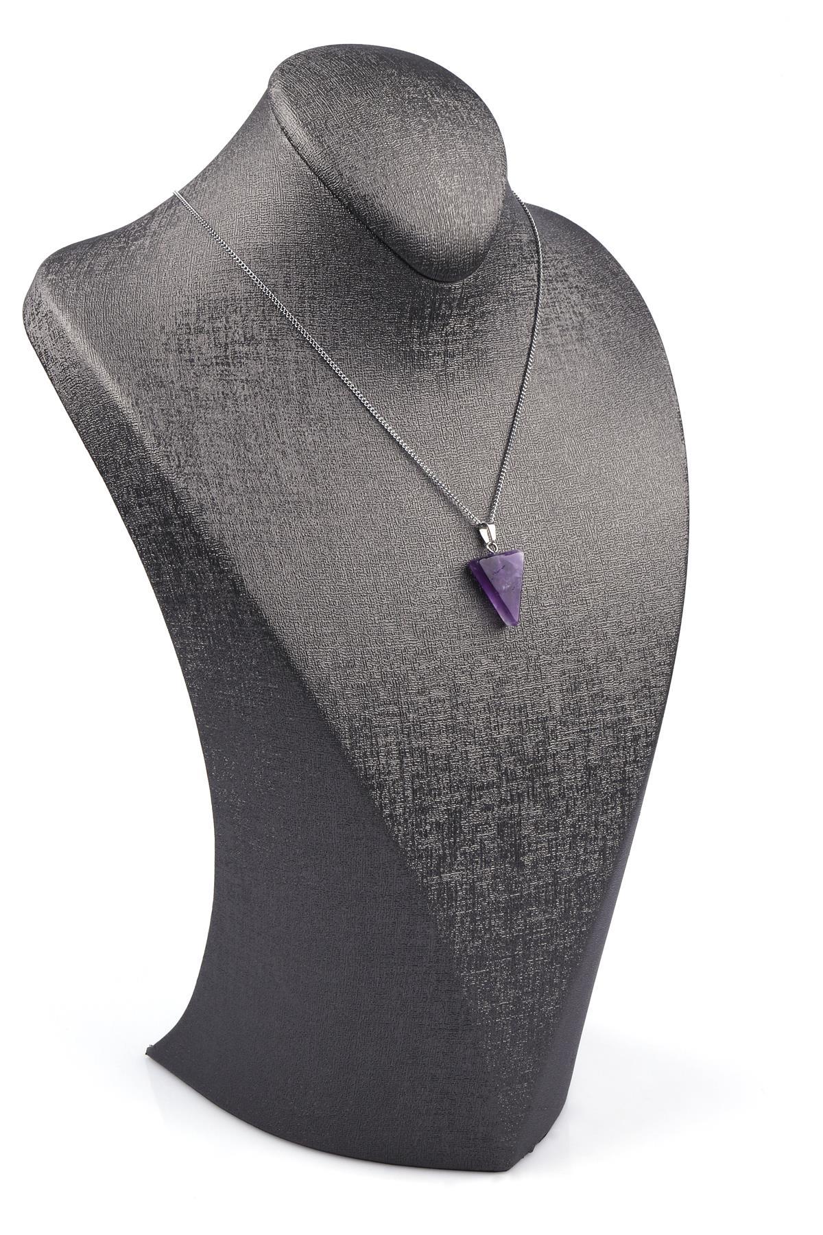 Ametis Doğal Taş Üçgen Model Kolye