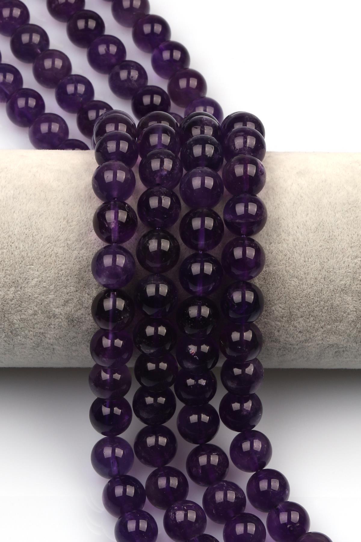 Ametist ( A Kalite ) Doğaltaş Dizi 10 mm Küre Kesim