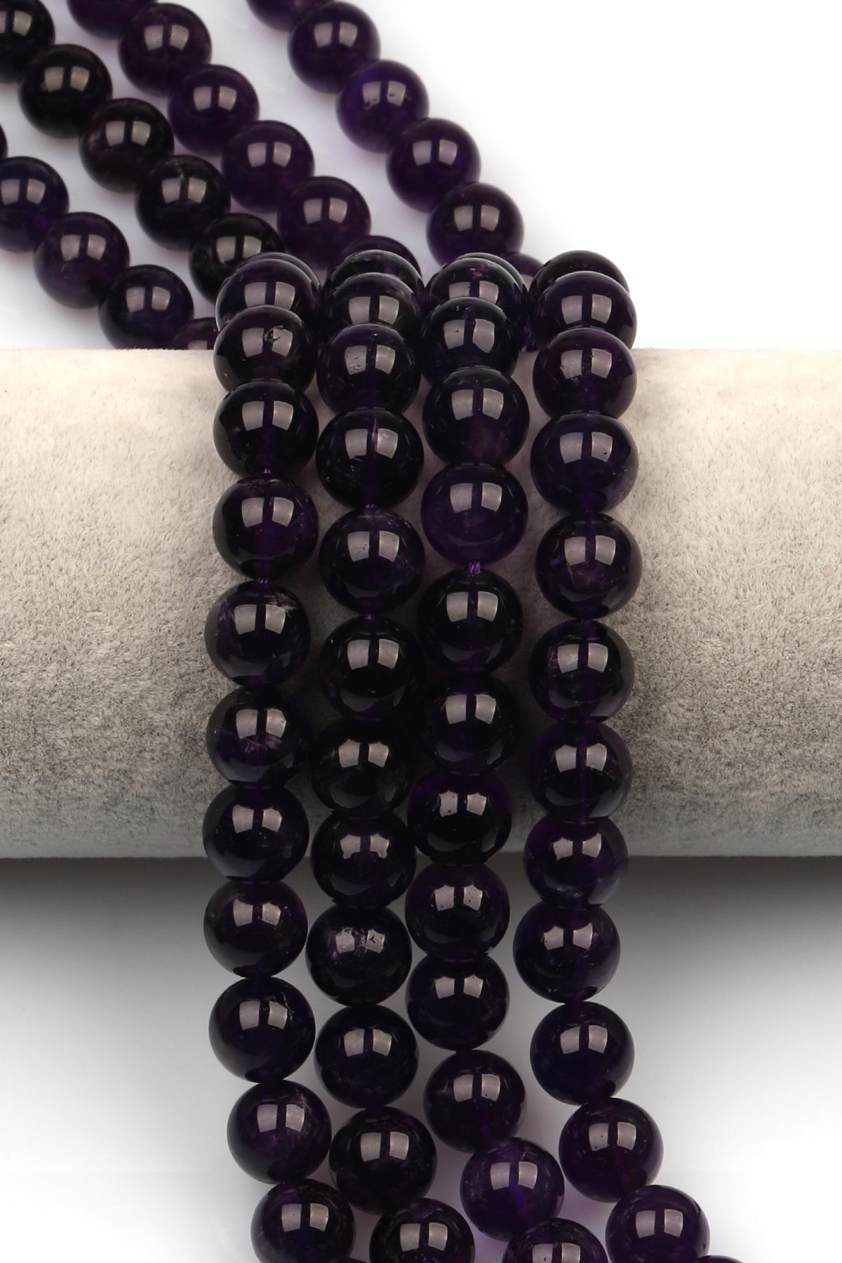 Ametist ( A Kalite ) Doğaltaş Dizi 10 mm Küre Kesim